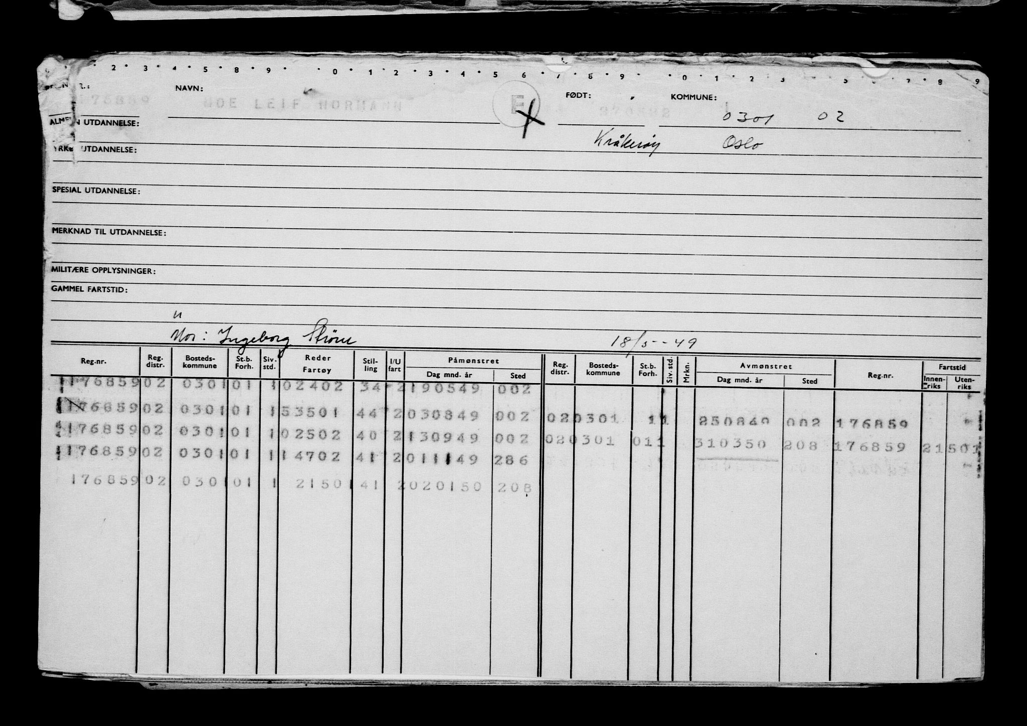 Direktoratet for sjømenn, RA/S-3545/G/Gb/L0207: Hovedkort, 1922, p. 29