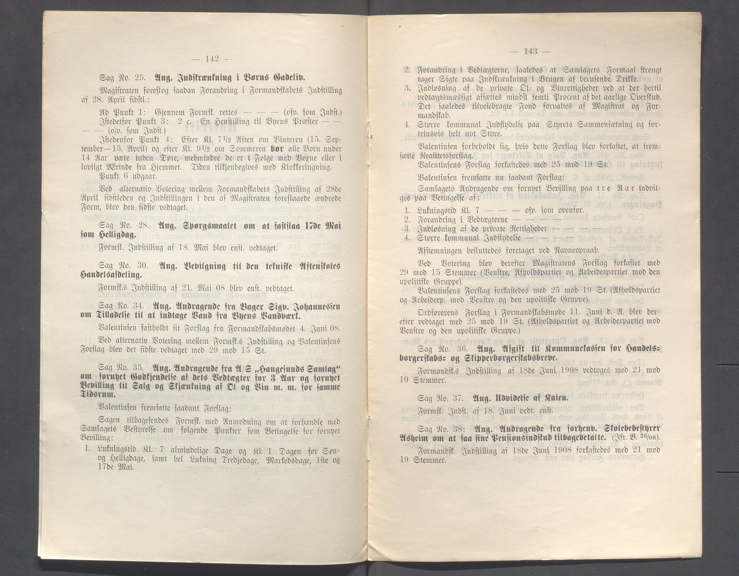 Haugesund kommune - Formannskapet og Bystyret, IKAR/A-740/A/Abb/L0002: Bystyreforhandlinger, 1908-1917, p. 51