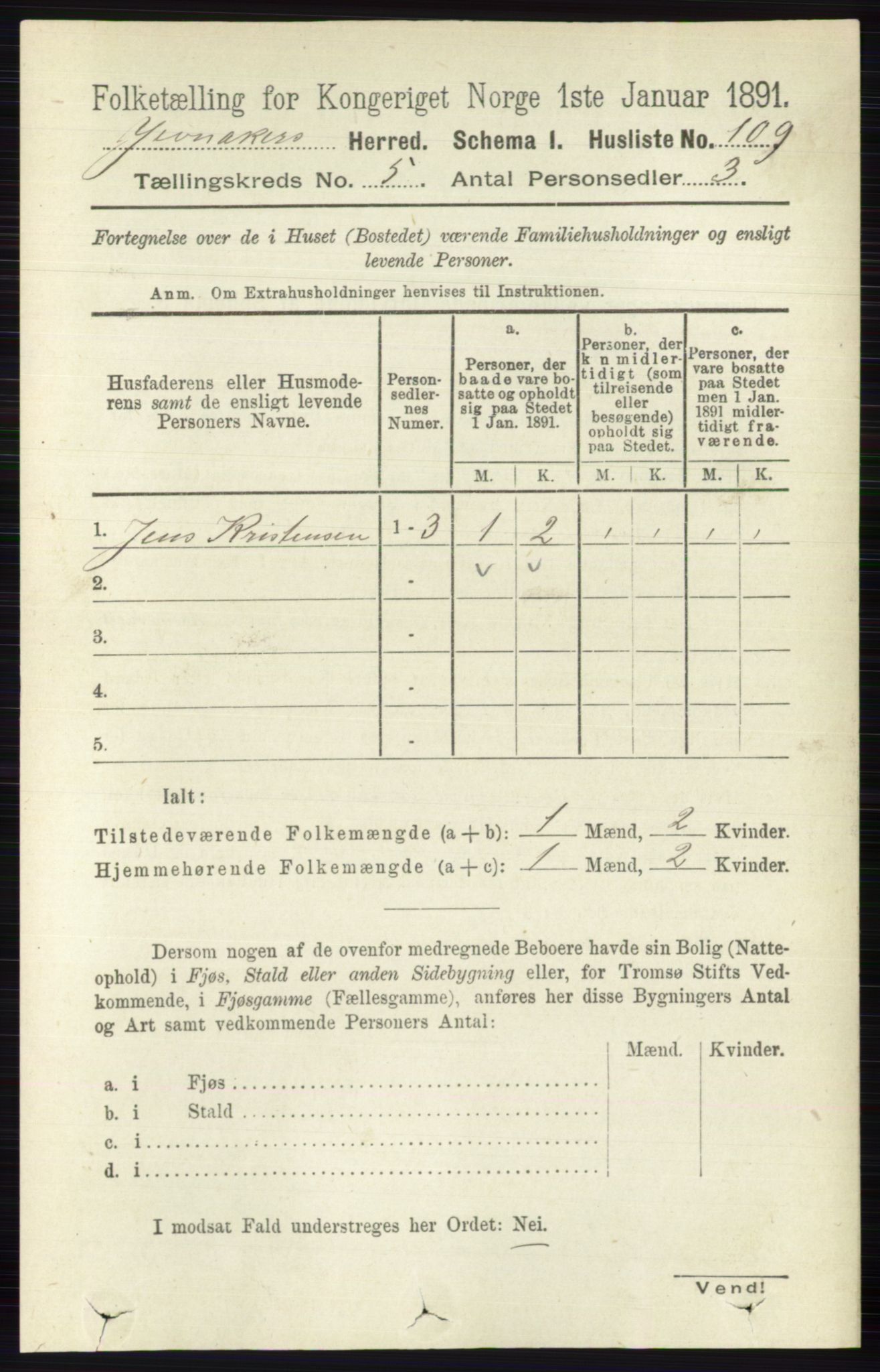 RA, 1891 census for 0532 Jevnaker, 1891, p. 2428