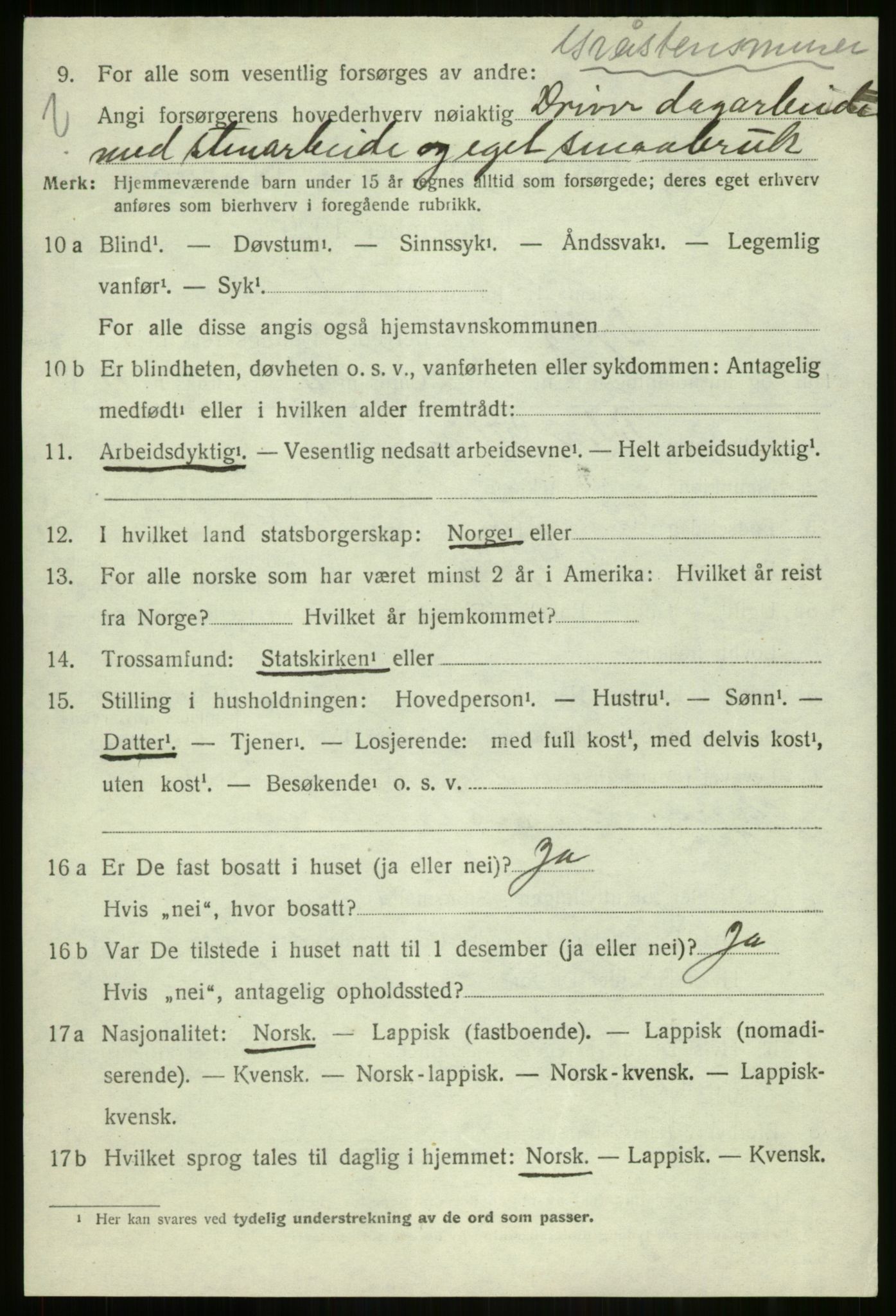 SATØ, 1920 census for Dyrøy, 1920, p. 1268