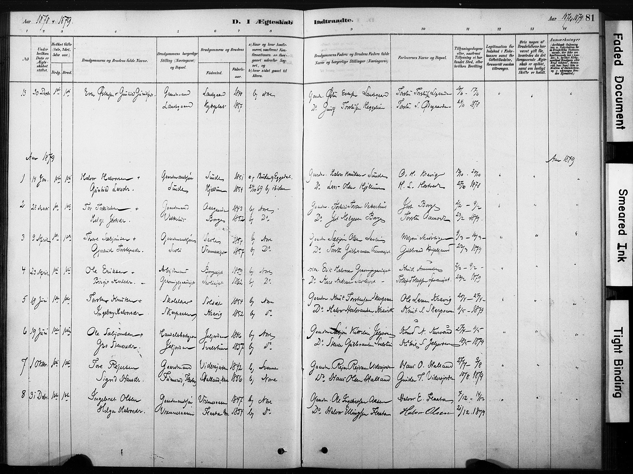 Nore kirkebøker, AV/SAKO-A-238/F/Fb/L0001: Parish register (official) no. II 1, 1878-1886, p. 81