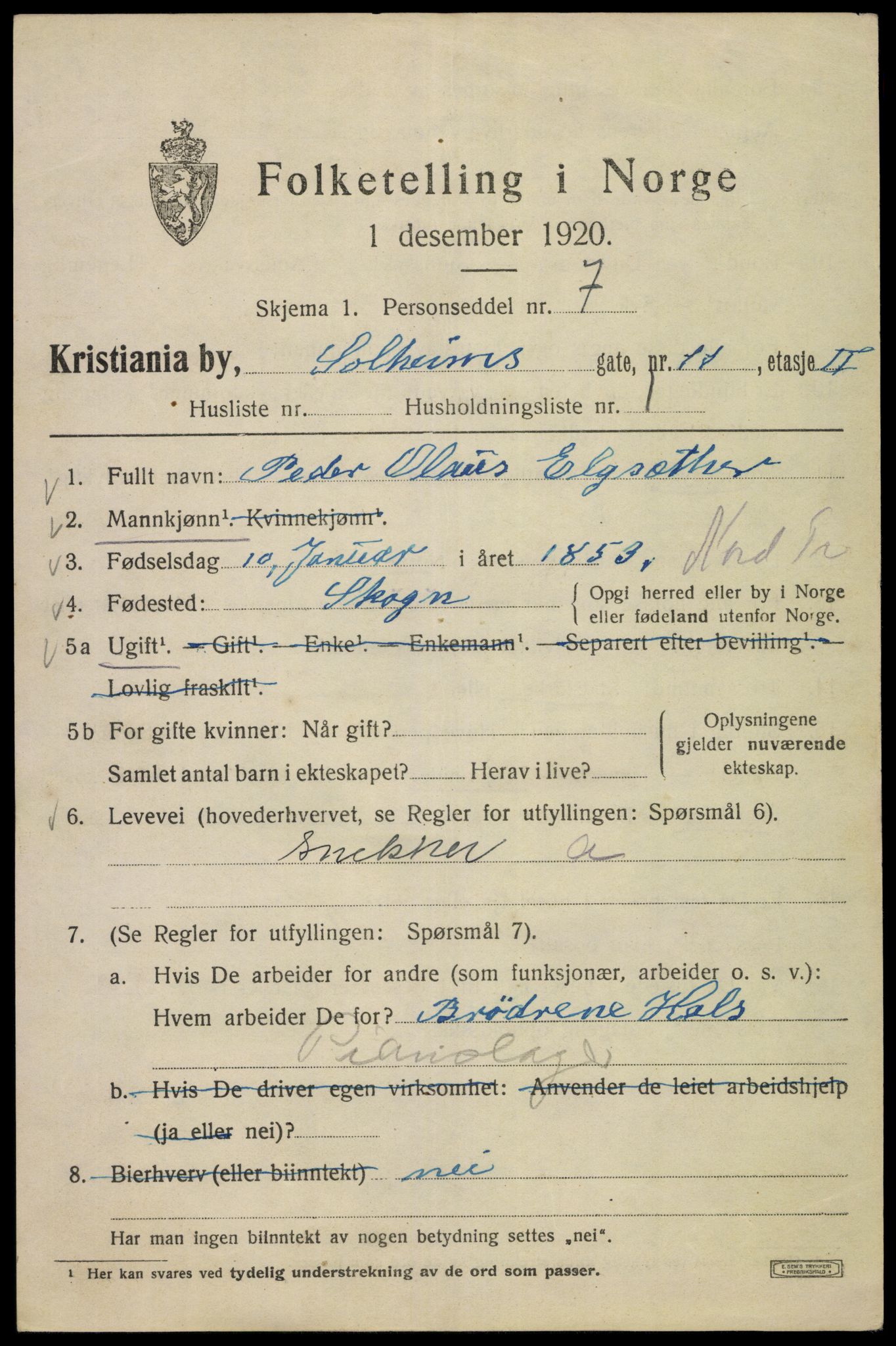 SAO, 1920 census for Kristiania, 1920, p. 527775