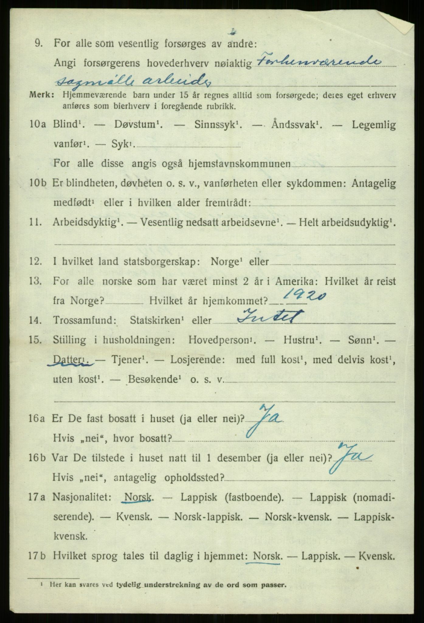 SATØ, 1920 census for Kvæfjord, 1920, p. 7484