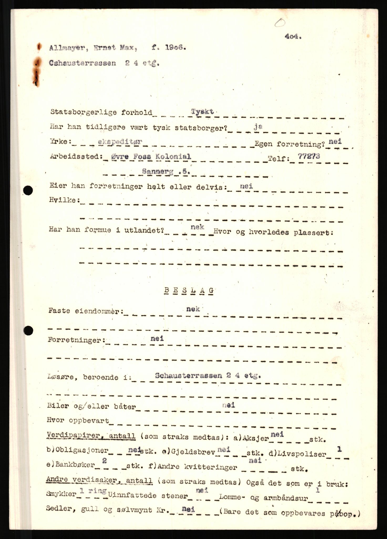 Justisdepartementet, Tilbakeføringskontoret for inndratte formuer, AV/RA-S-1564/H/Hc/Hcc/L0917: --, 1945-1947, p. 403