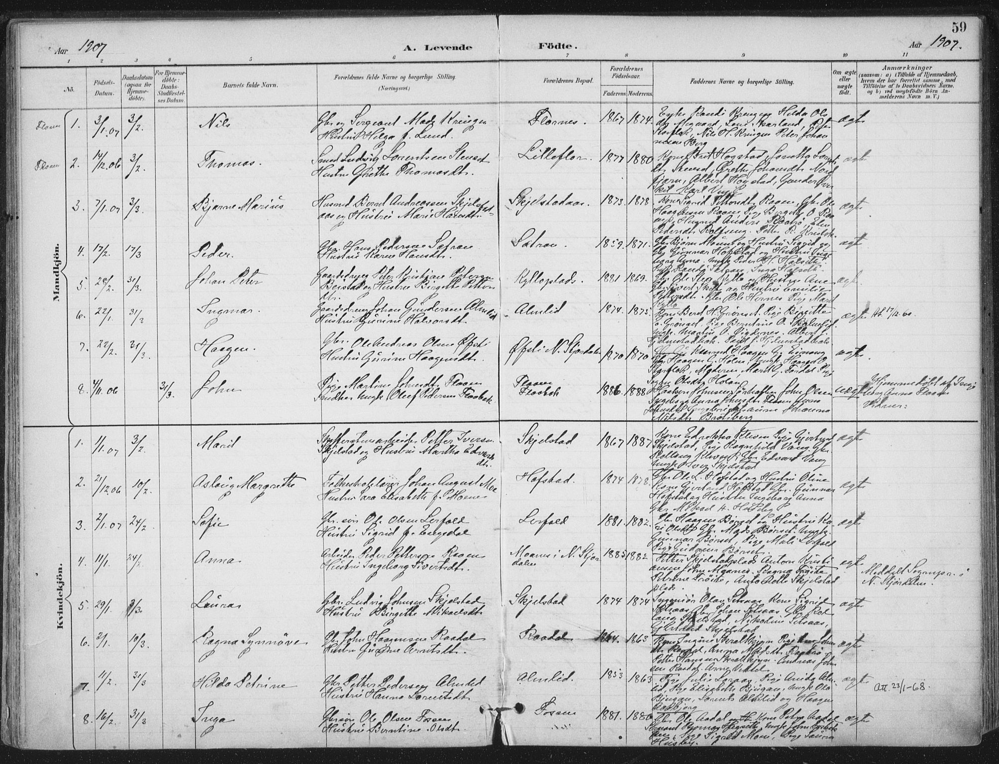 Ministerialprotokoller, klokkerbøker og fødselsregistre - Nord-Trøndelag, SAT/A-1458/703/L0031: Parish register (official) no. 703A04, 1893-1914, p. 59