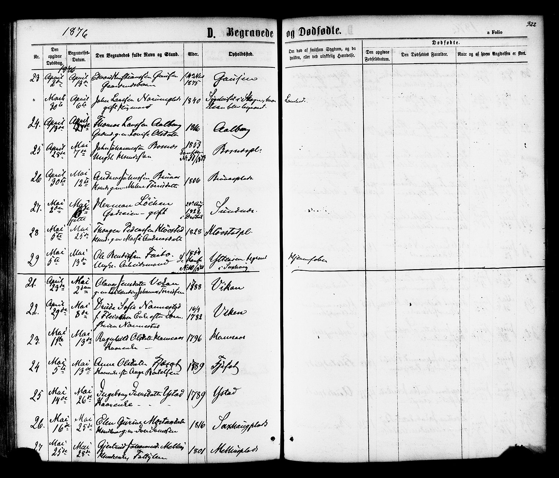 Ministerialprotokoller, klokkerbøker og fødselsregistre - Nord-Trøndelag, AV/SAT-A-1458/730/L0284: Parish register (official) no. 730A09, 1866-1878, p. 322