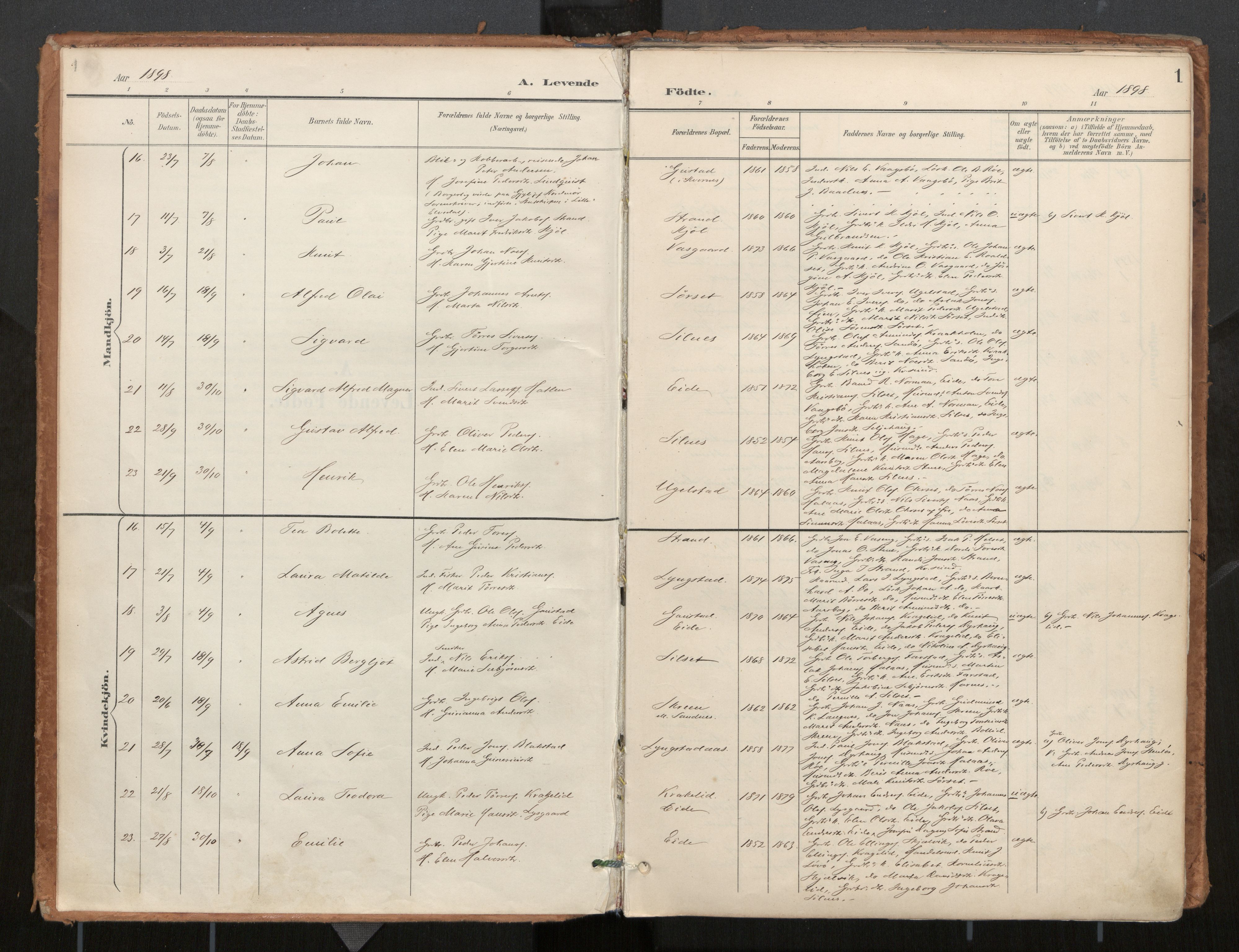 Ministerialprotokoller, klokkerbøker og fødselsregistre - Møre og Romsdal, SAT/A-1454/571/L0836a: Parish register (official) no. 571A02, 1898-1910, p. 1
