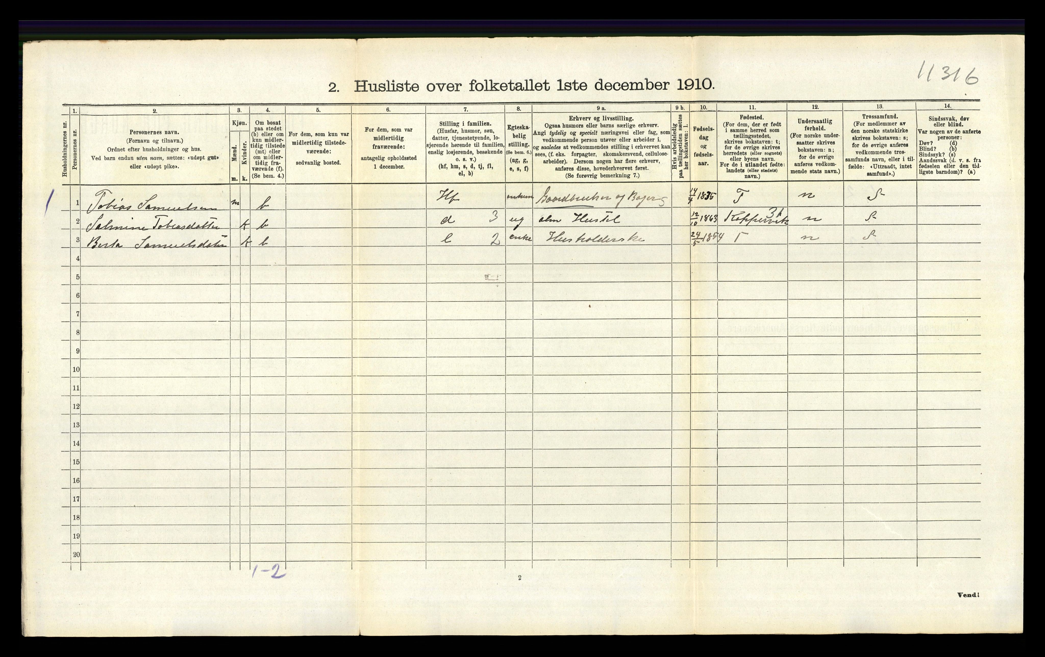 RA, 1910 census for Liknes, 1910, p. 1135