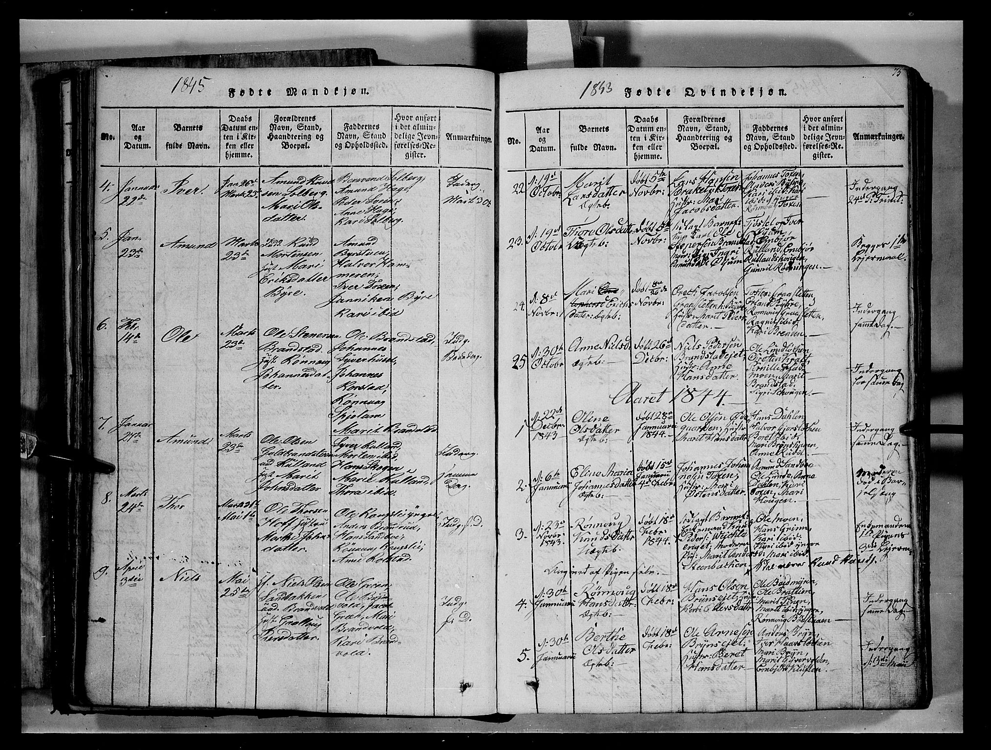 Fron prestekontor, SAH/PREST-078/H/Ha/Hab/L0004: Parish register (copy) no. 4, 1816-1850, p. 75