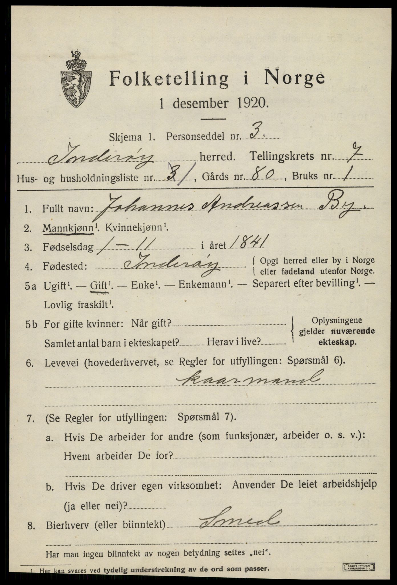 SAT, 1920 census for Inderøy, 1920, p. 5091