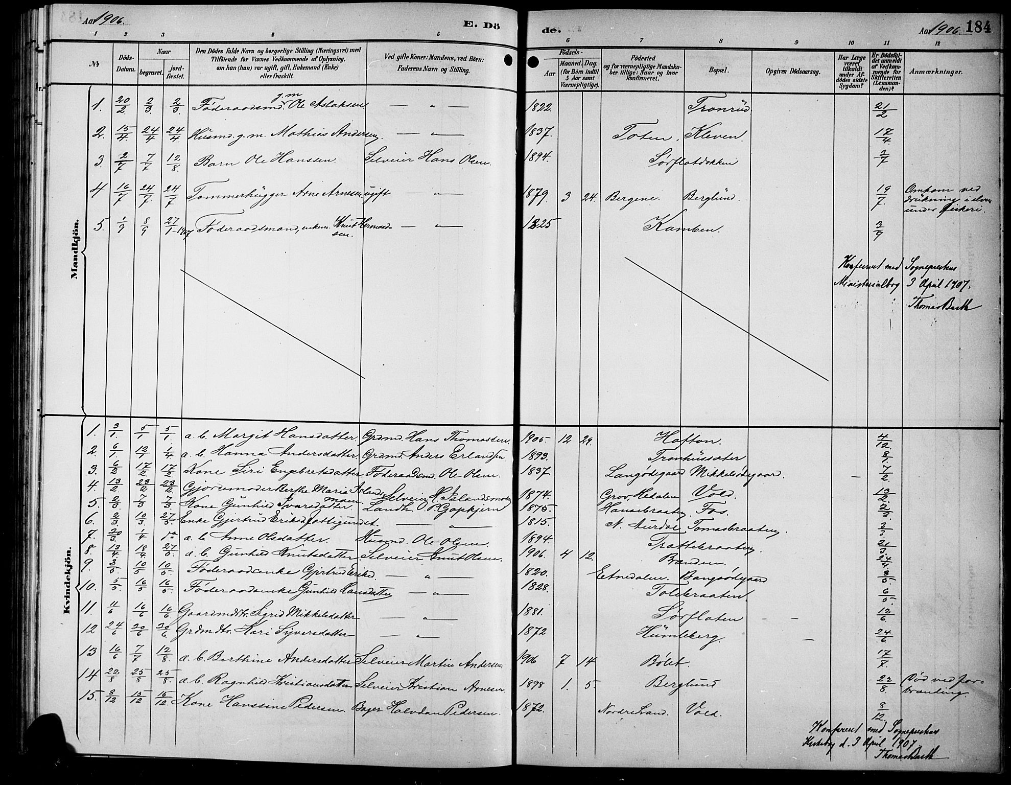 Sør-Aurdal prestekontor, SAH/PREST-128/H/Ha/Hab/L0009: Parish register (copy) no. 9, 1894-1924, p. 184