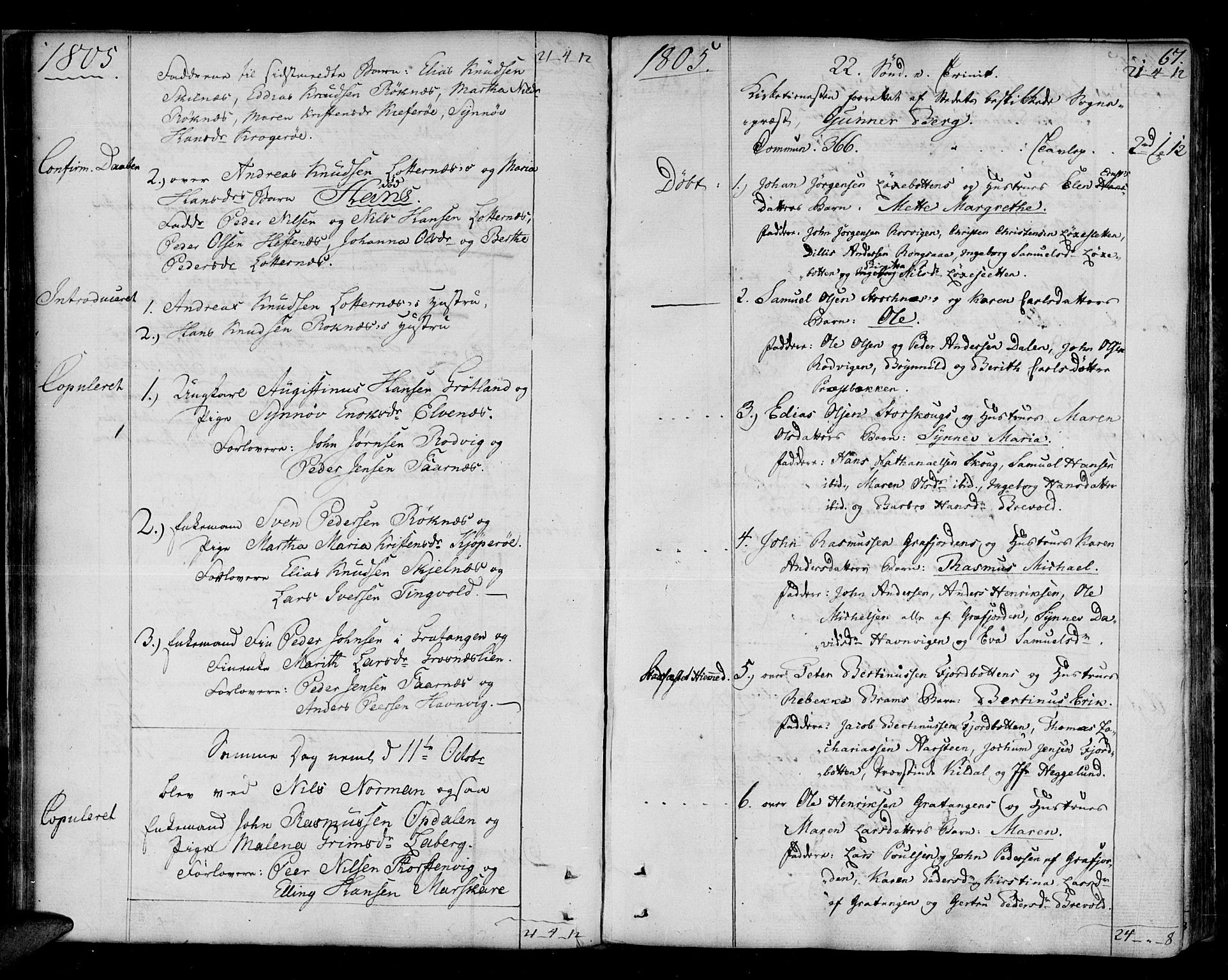 Ibestad sokneprestembete, AV/SATØ-S-0077/H/Ha/Haa/L0004kirke: Parish register (official) no. 4, 1801-1824, p. 67