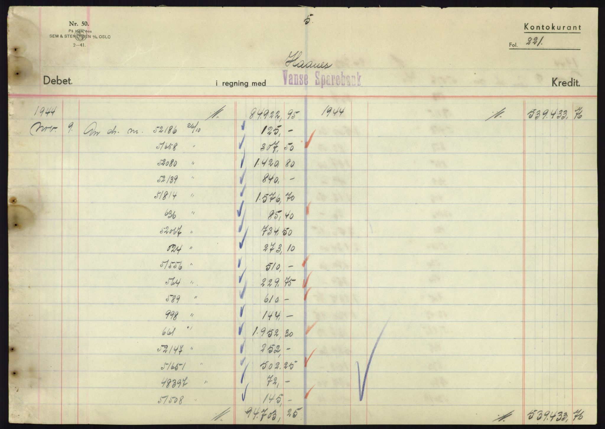 Forsvarsdepartementet, 10. kontor / Oppgjørskontoret, AV/RA-RAFA-1225/D/Db/L0180: Lista oppgjørskontor, 1942-1952, p. 1887