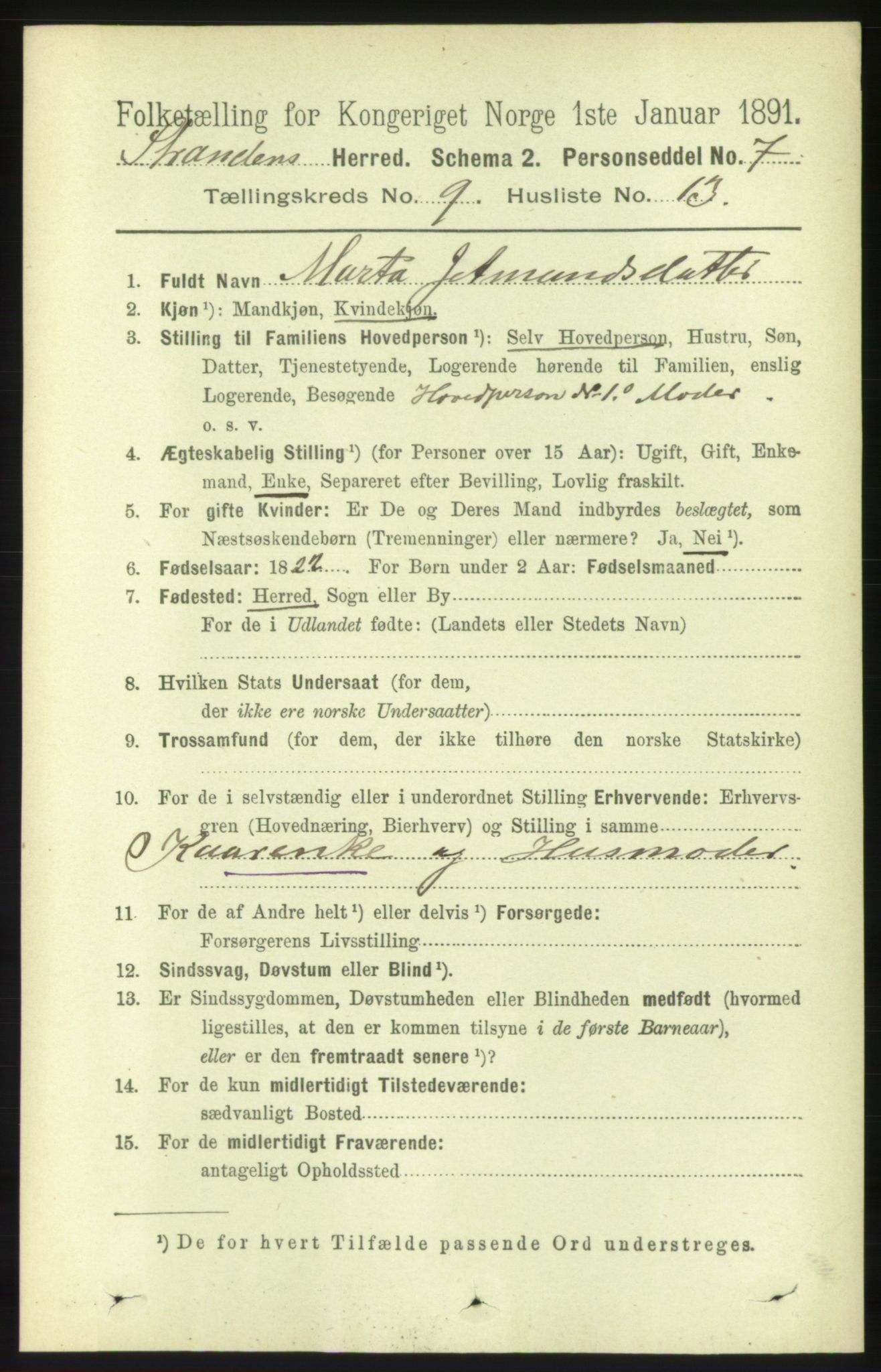 RA, 1891 census for 1525 Stranda, 1891, p. 2267