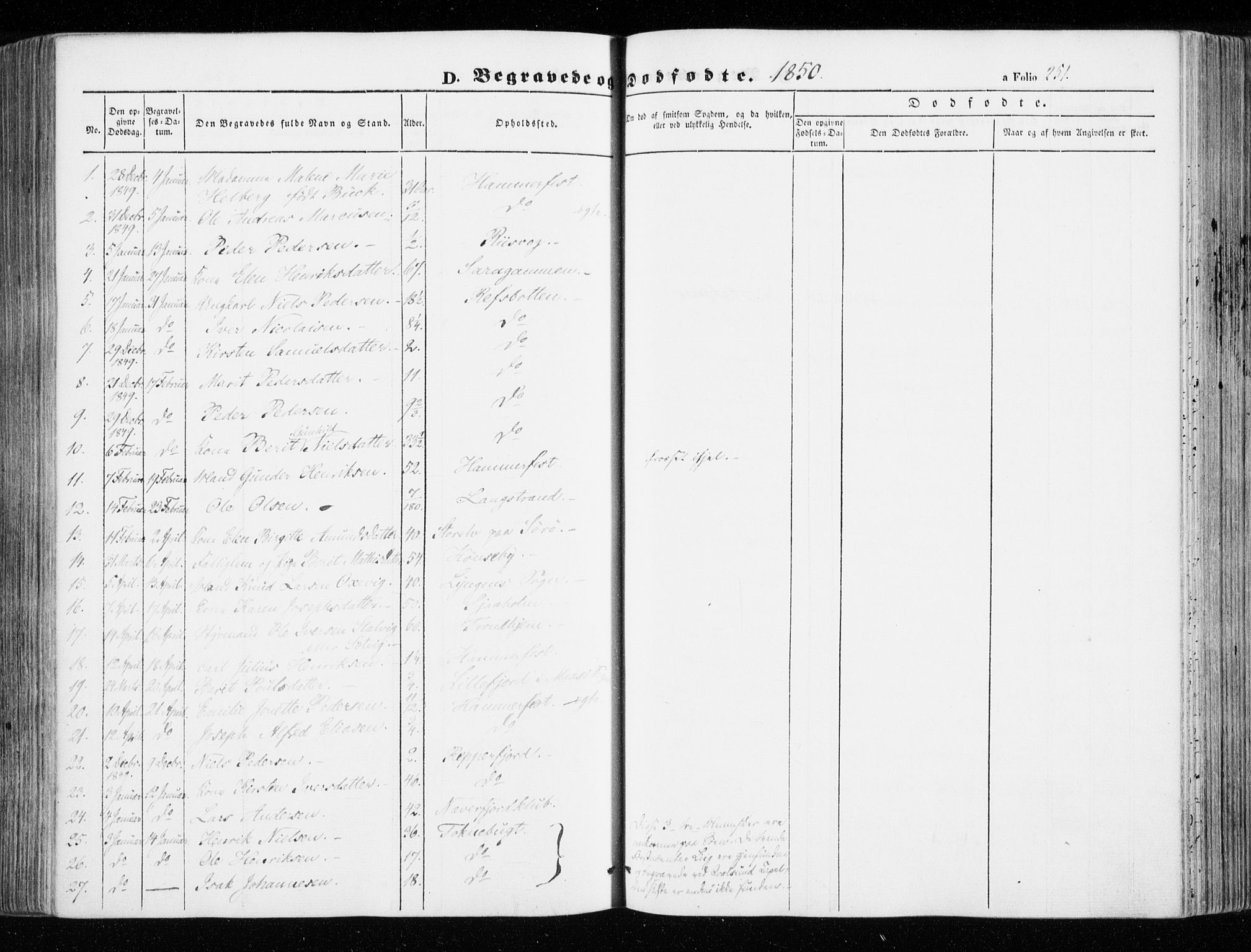 Hammerfest sokneprestkontor, AV/SATØ-S-1347/H/Ha/L0004.kirke: Parish register (official) no. 4, 1843-1856, p. 251