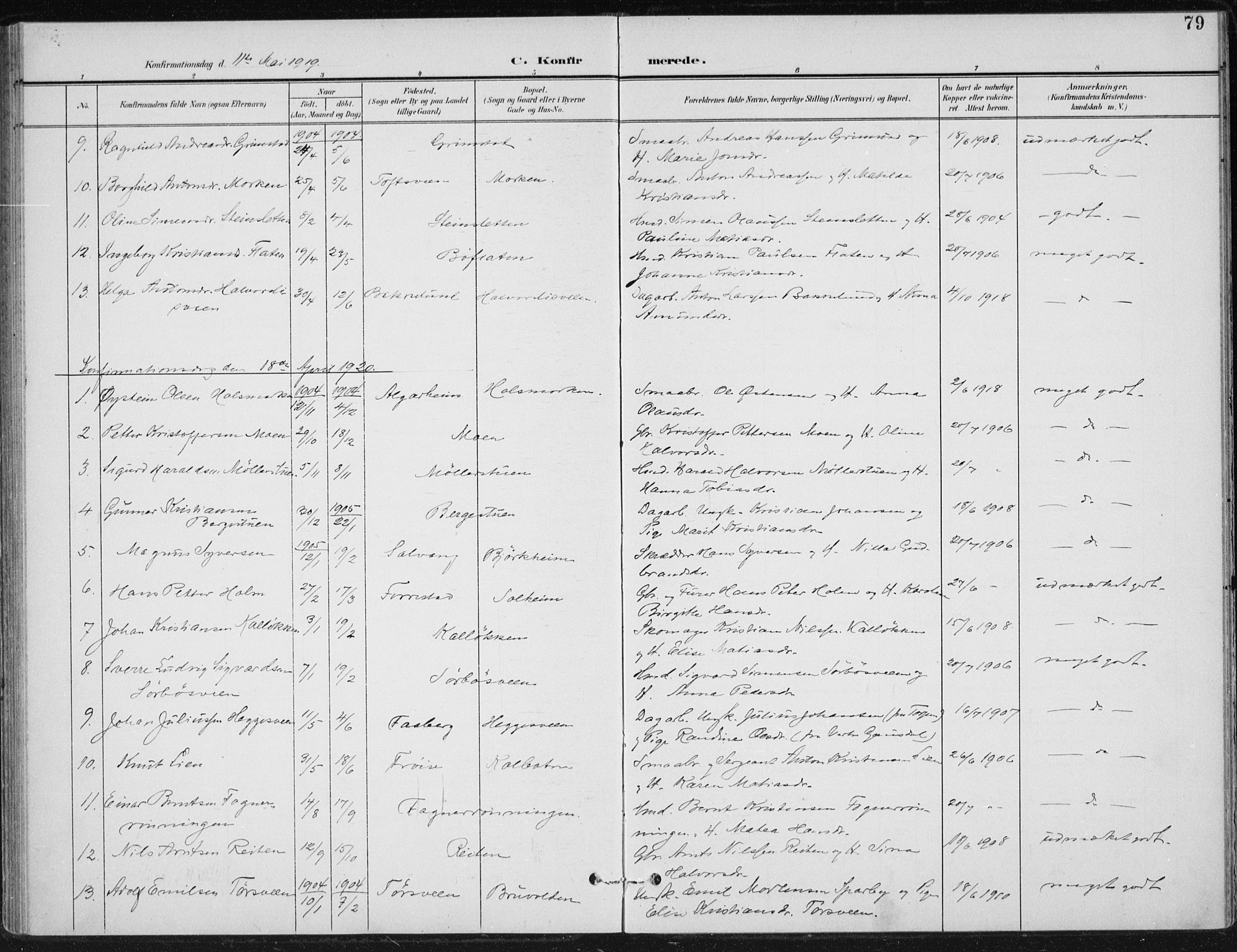 Østre Gausdal prestekontor, SAH/PREST-092/H/Ha/Haa/L0005: Parish register (official) no. 5, 1902-1920, p. 79