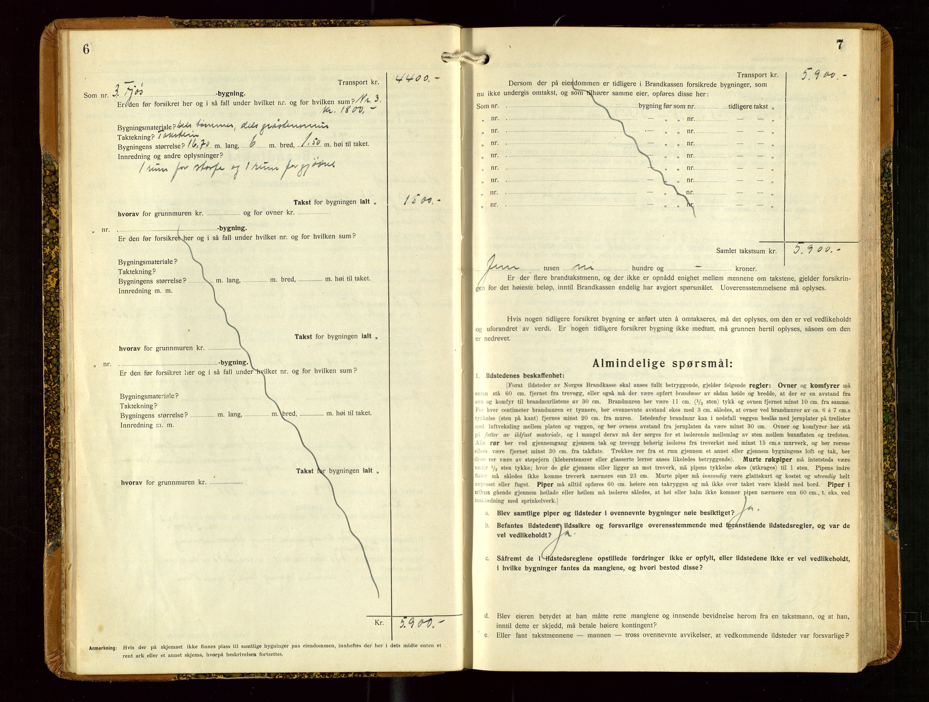 Helleland lensmannskontor, SAST/A-100209/Gob/L0003: "Brandtakstprotokoll", 1930-1939, p. 6-7