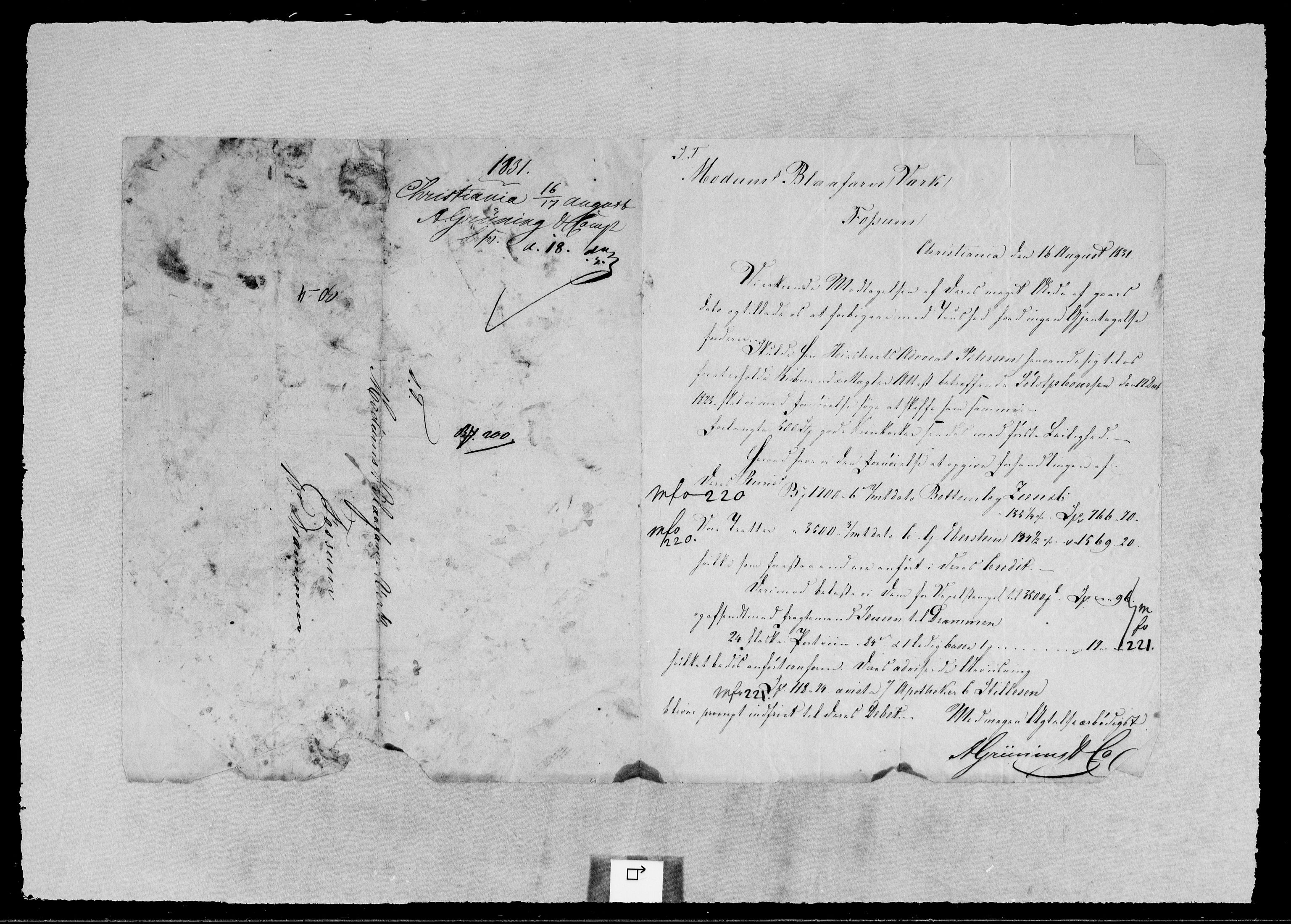 Modums Blaafarveværk, AV/RA-PA-0157/G/Gb/L0105/0001: -- / Innkomne brev A - L, 1830-1831, p. 8