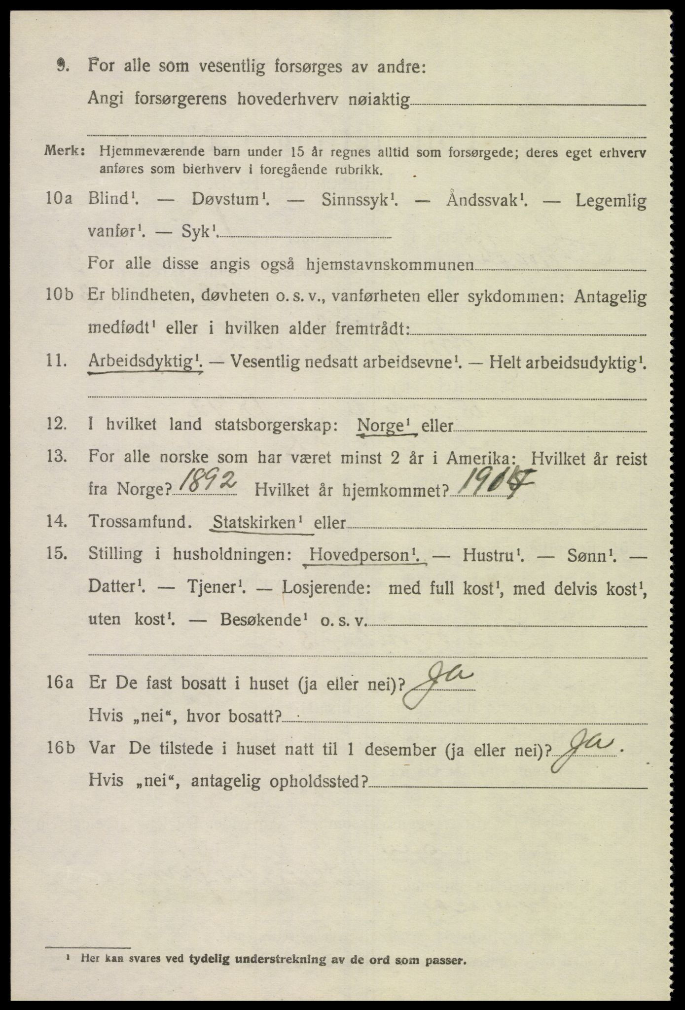 SAK, 1920 census for Lyngdal, 1920, p. 2294