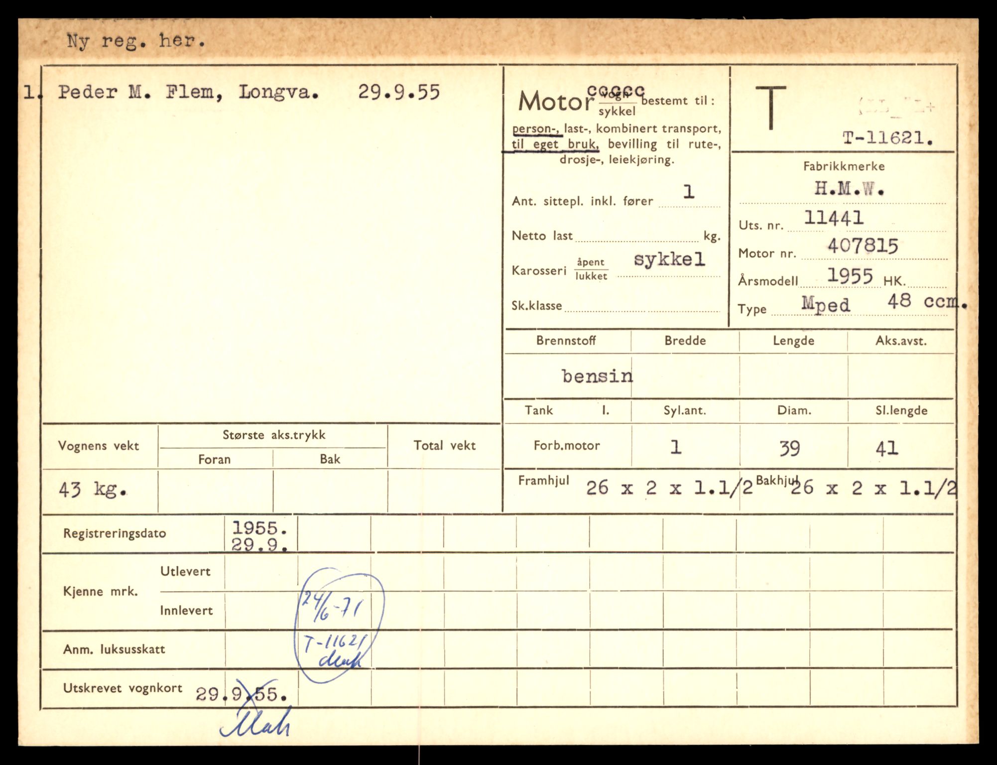 Møre og Romsdal vegkontor - Ålesund trafikkstasjon, AV/SAT-A-4099/F/Fe/L0030: Registreringskort for kjøretøy T 11620 - T 11799, 1927-1998, p. 11