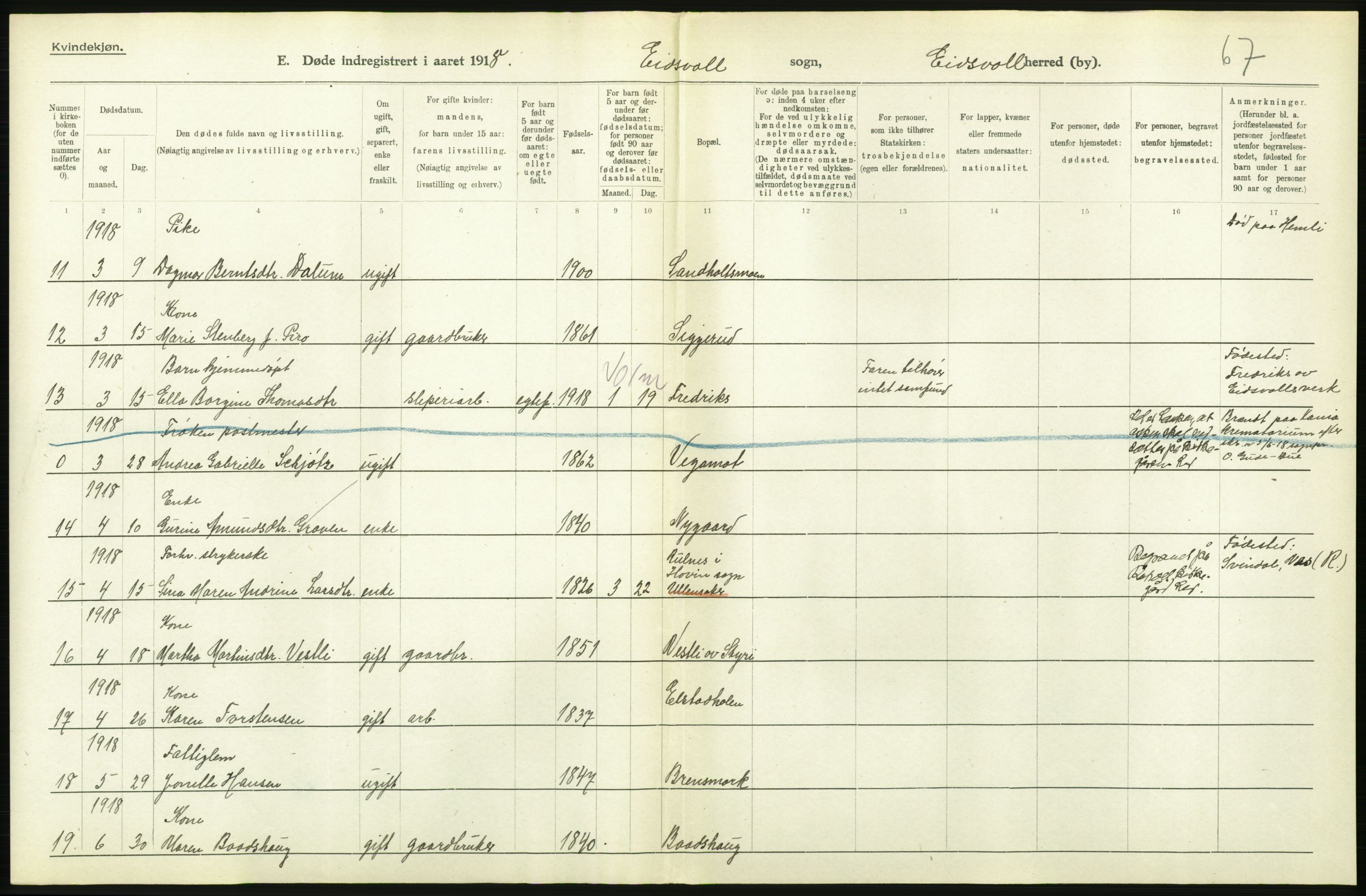 Statistisk sentralbyrå, Sosiodemografiske emner, Befolkning, RA/S-2228/D/Df/Dfb/Dfbh/L0006: Akershus fylke: Døde. Bygder og byer., 1918, p. 626