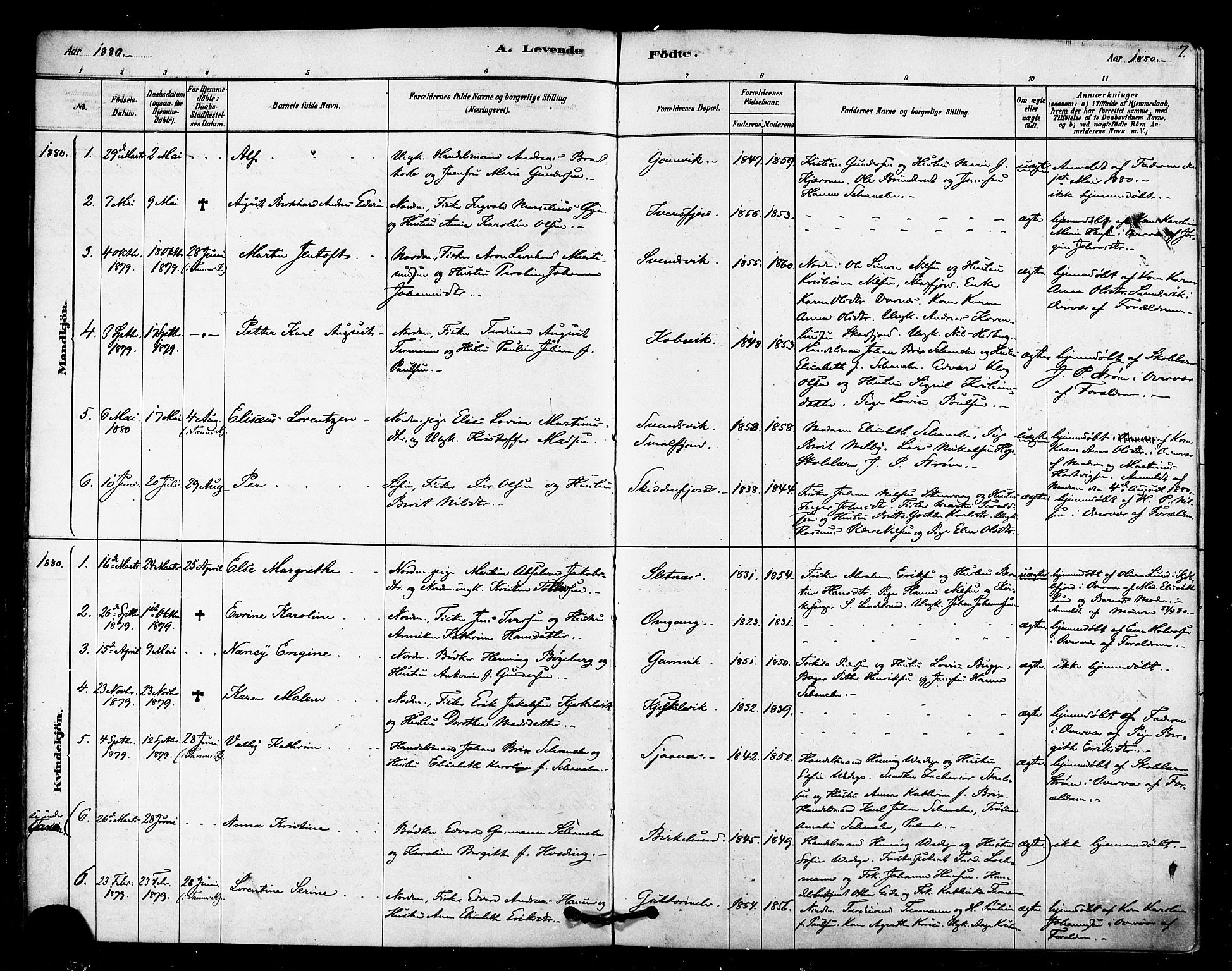 Tana sokneprestkontor, SATØ/S-1334/H/Ha/L0003kirke: Parish register (official) no. 3, 1878-1892, p. 7