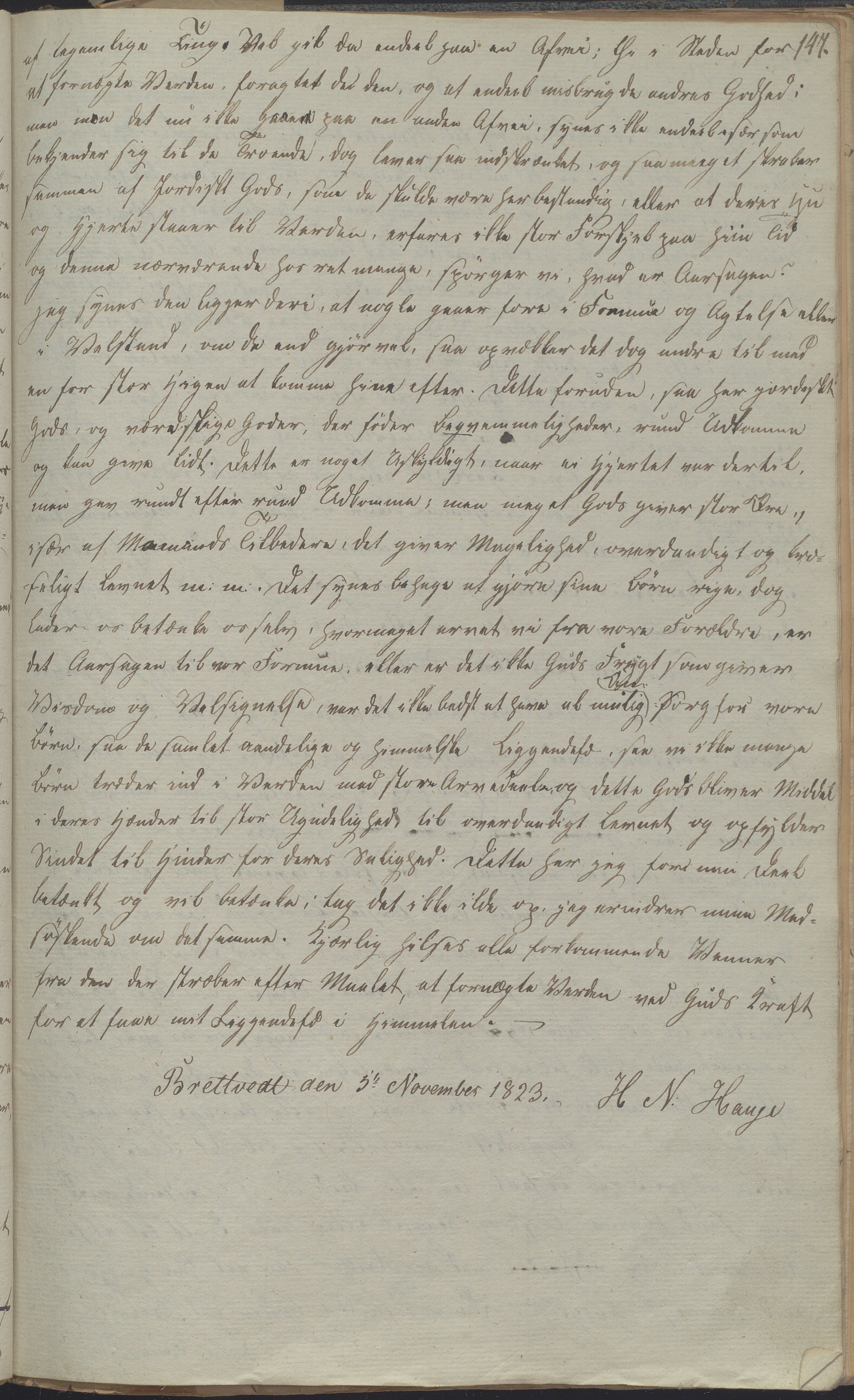 Heggtveitsamlingen, TMF/A-1007/H/L0052/0001: Innbundne brev Ms. S, med innlagt registratur / Innbundne brev Ms S. , 1801-1823, p. 147
