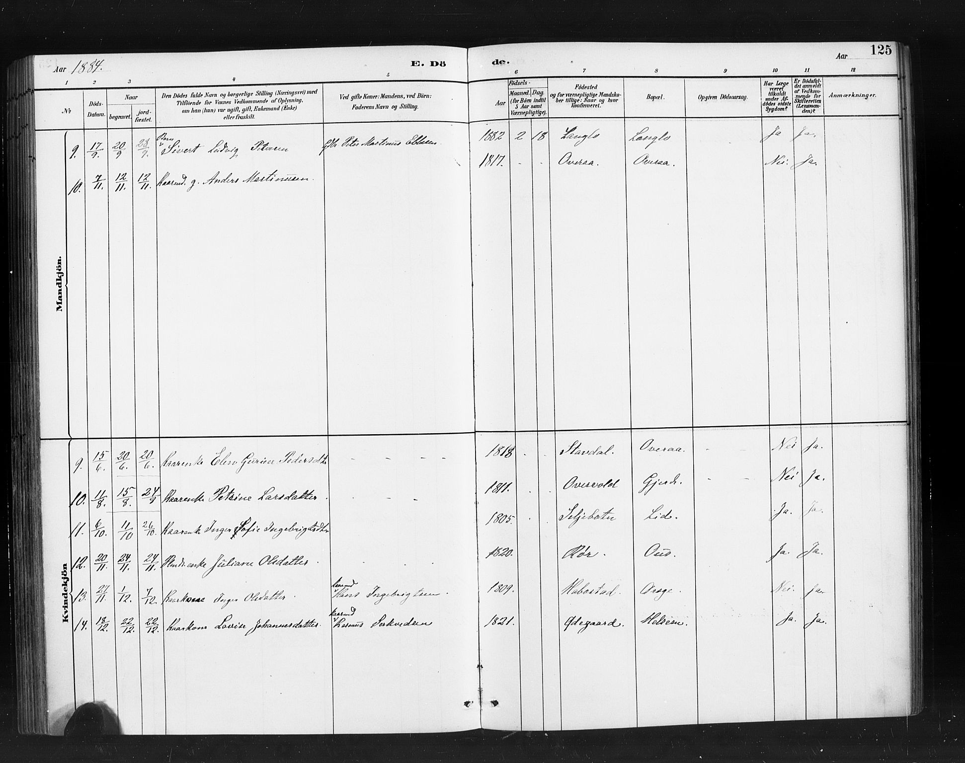 Ministerialprotokoller, klokkerbøker og fødselsregistre - Møre og Romsdal, SAT/A-1454/520/L0283: Parish register (official) no. 520A12, 1882-1898, p. 125