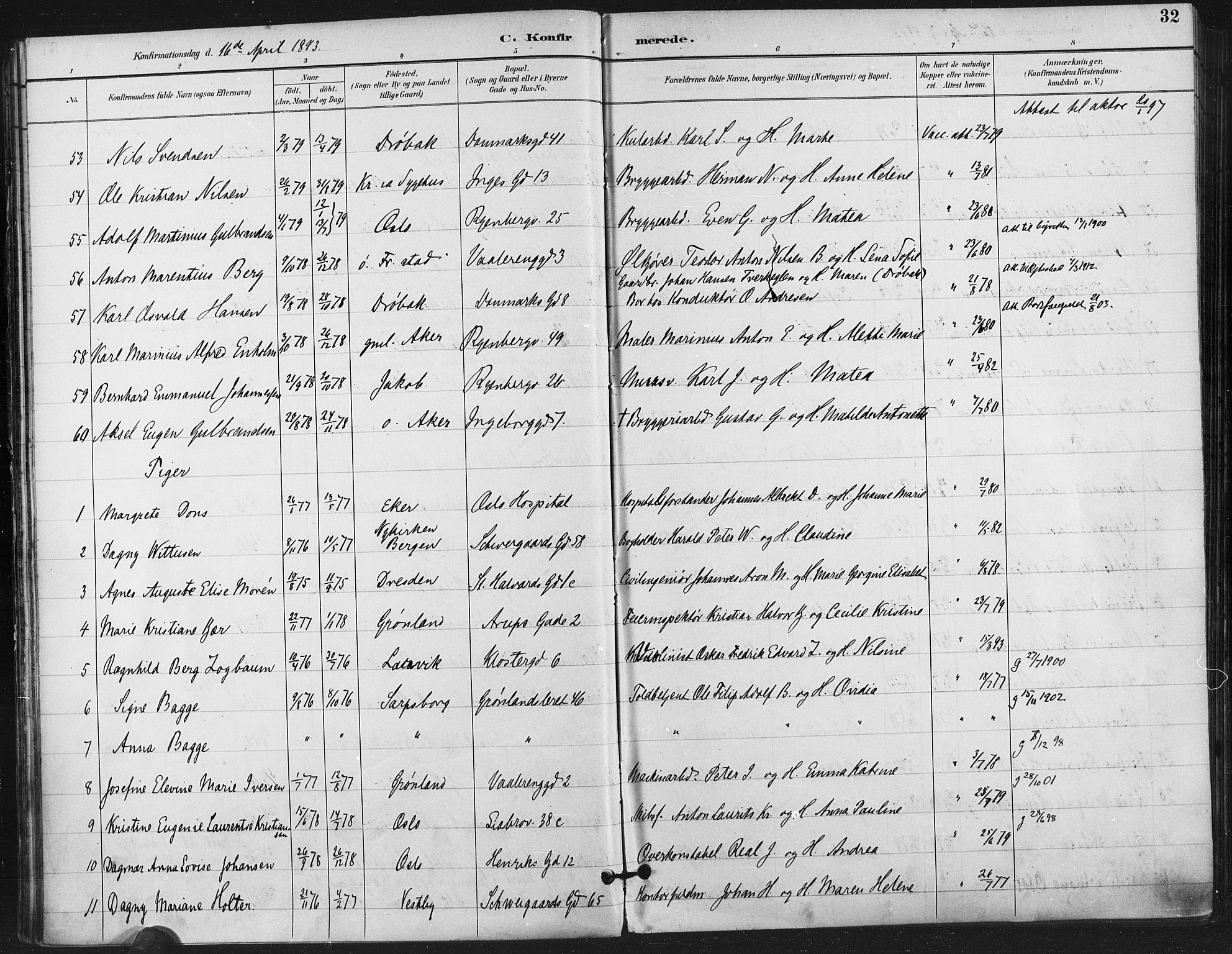 Gamlebyen prestekontor Kirkebøker, AV/SAO-A-10884/F/Fa/L0008: Parish register (official) no. 8, 1891-1908, p. 32