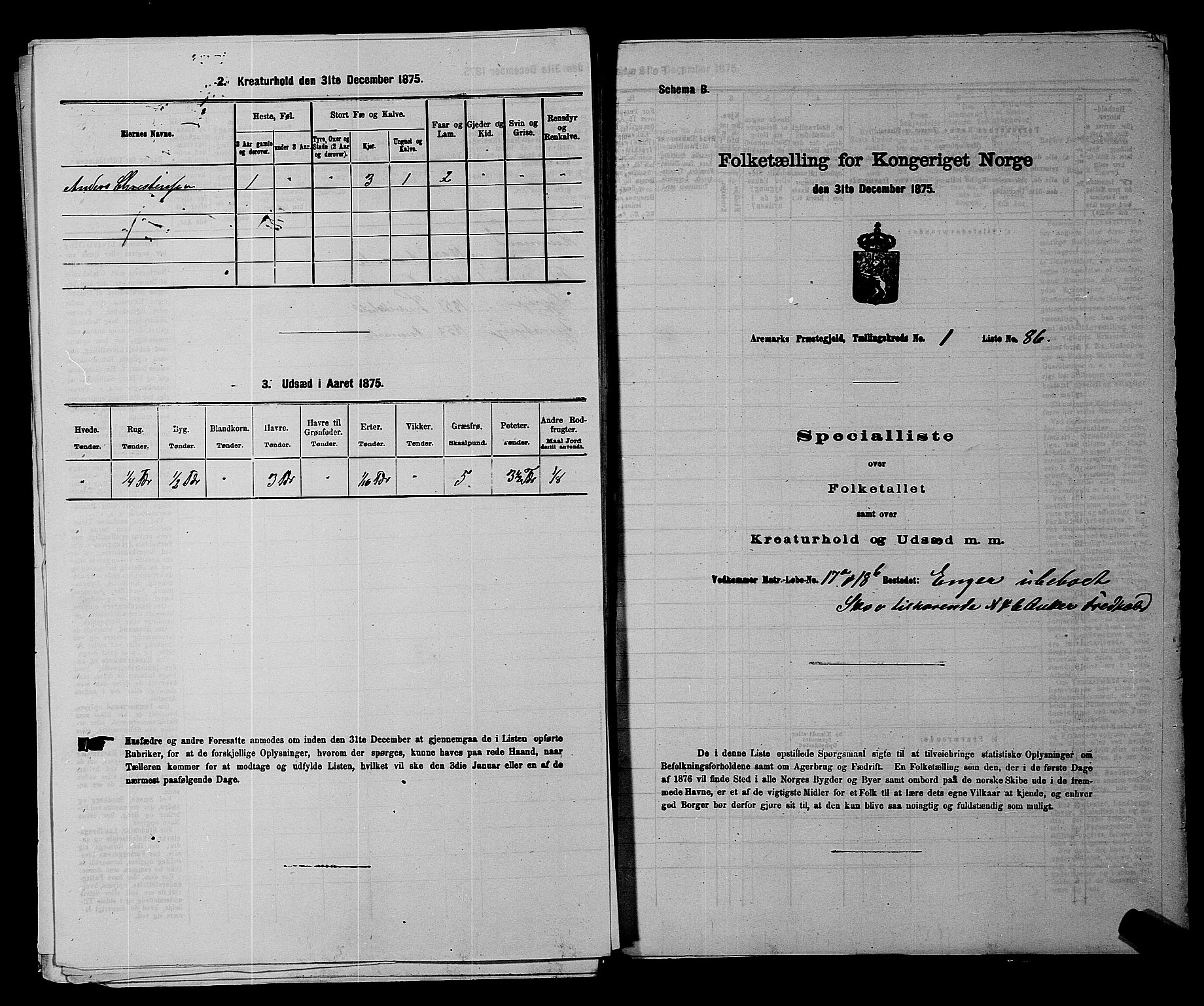 RA, 1875 census for 0118P Aremark, 1875, p. 193