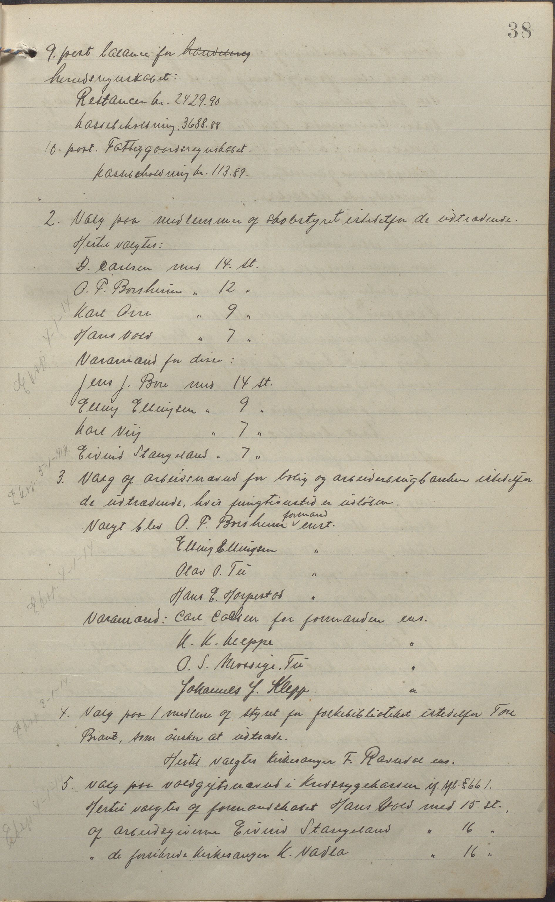 Klepp kommune - Formannskapet, IKAR/K-100277/A/L0006: Møtebok, 1912-1918, p. 38a