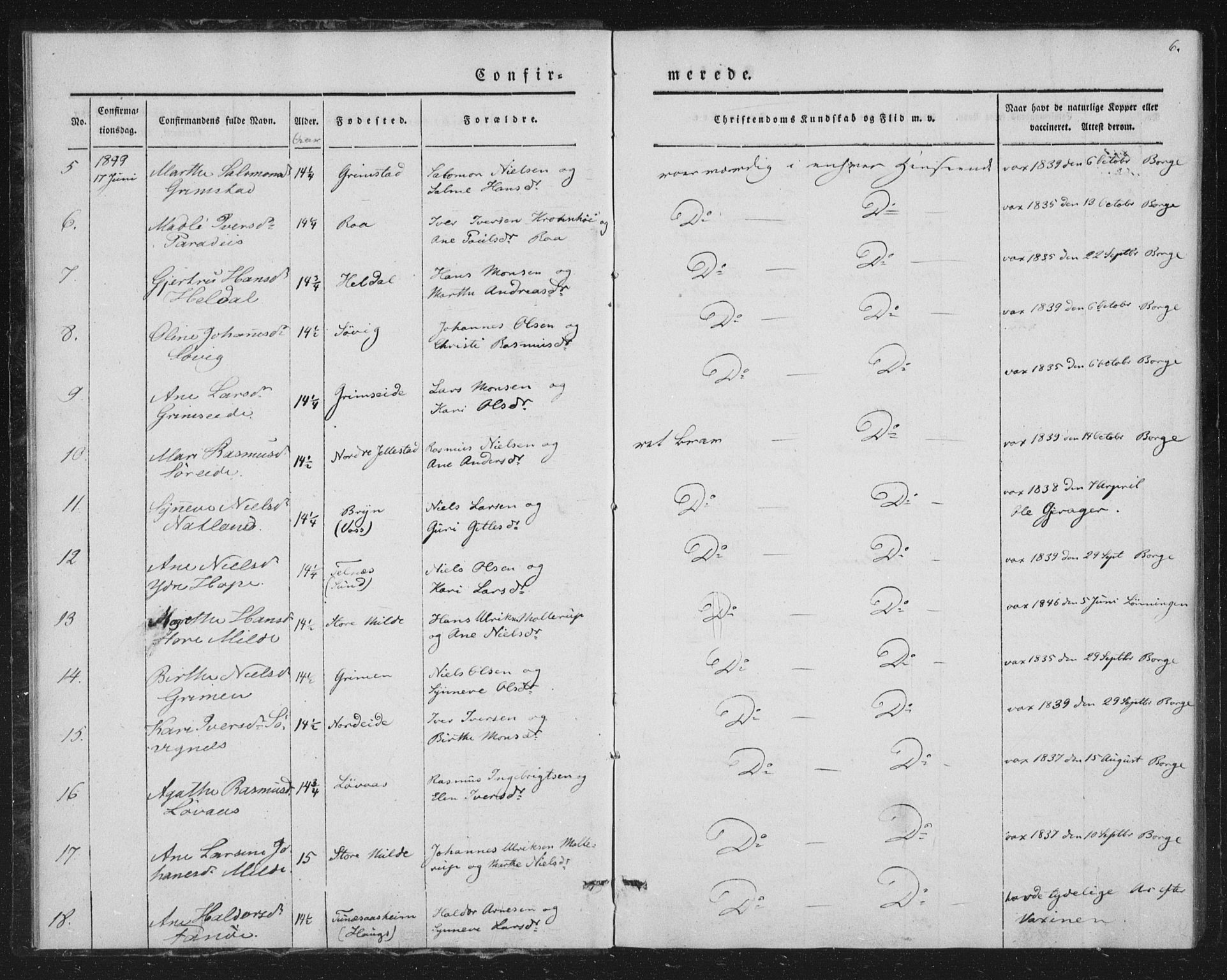 Fana Sokneprestembete, AV/SAB-A-75101/H/Haa/Haaa/L0009: Parish register (official) no. A 9, 1849-1850, p. 6