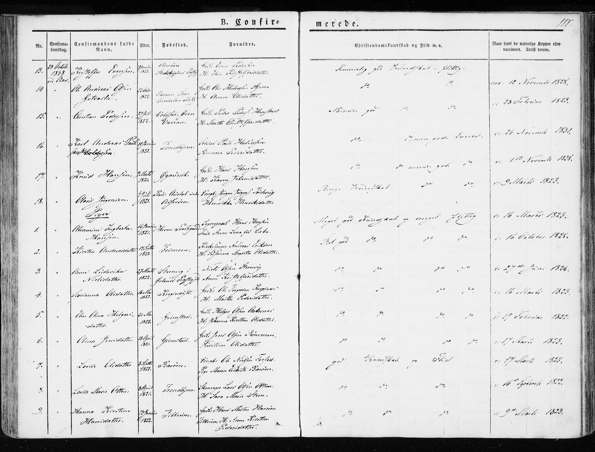 Ministerialprotokoller, klokkerbøker og fødselsregistre - Sør-Trøndelag, SAT/A-1456/655/L0676: Parish register (official) no. 655A05, 1830-1847, p. 117