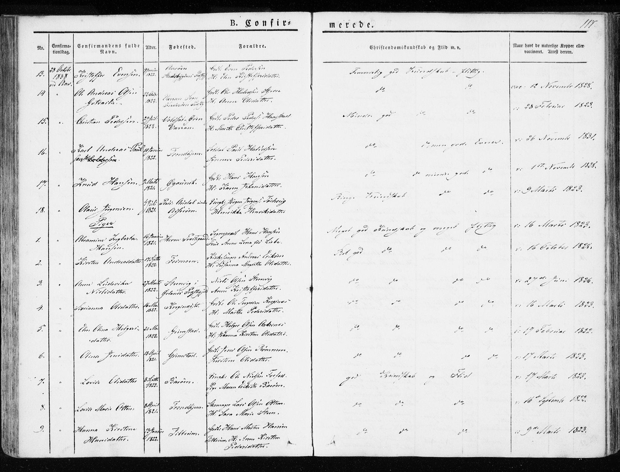 Ministerialprotokoller, klokkerbøker og fødselsregistre - Sør-Trøndelag, AV/SAT-A-1456/655/L0676: Parish register (official) no. 655A05, 1830-1847, p. 117