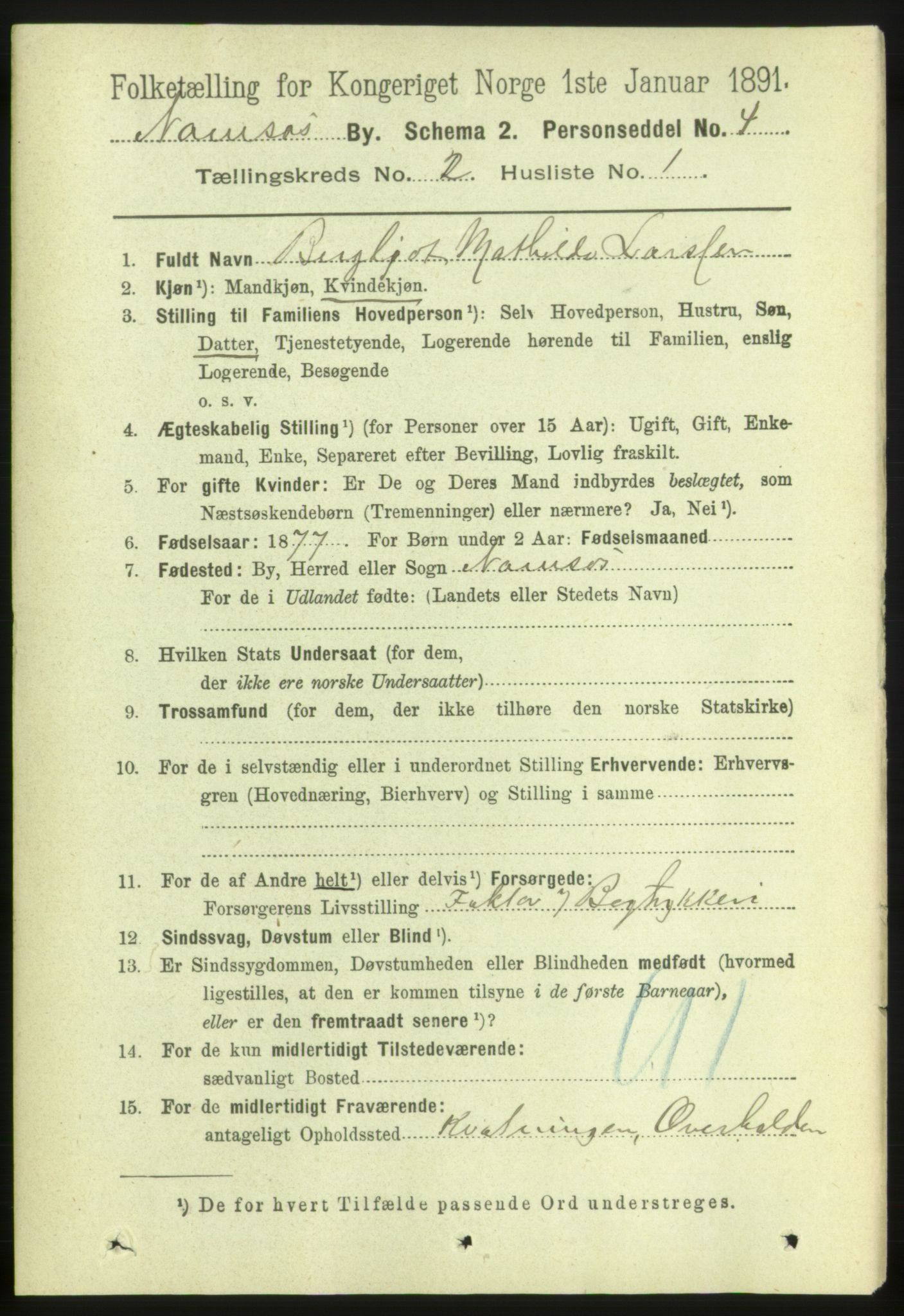 RA, 1891 census for 1703 Namsos, 1891, p. 509