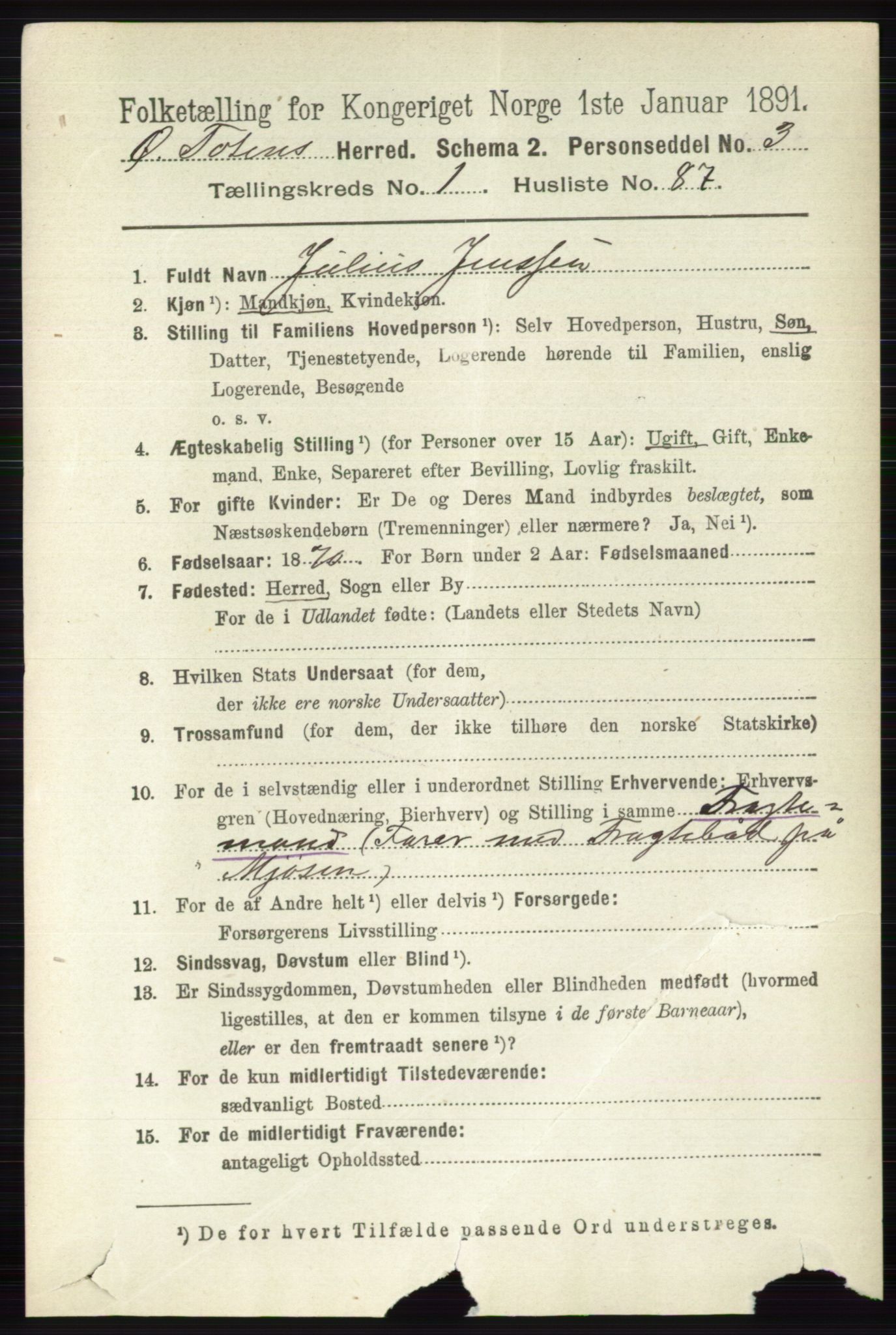 RA, 1891 census for 0528 Østre Toten, 1891, p. 675