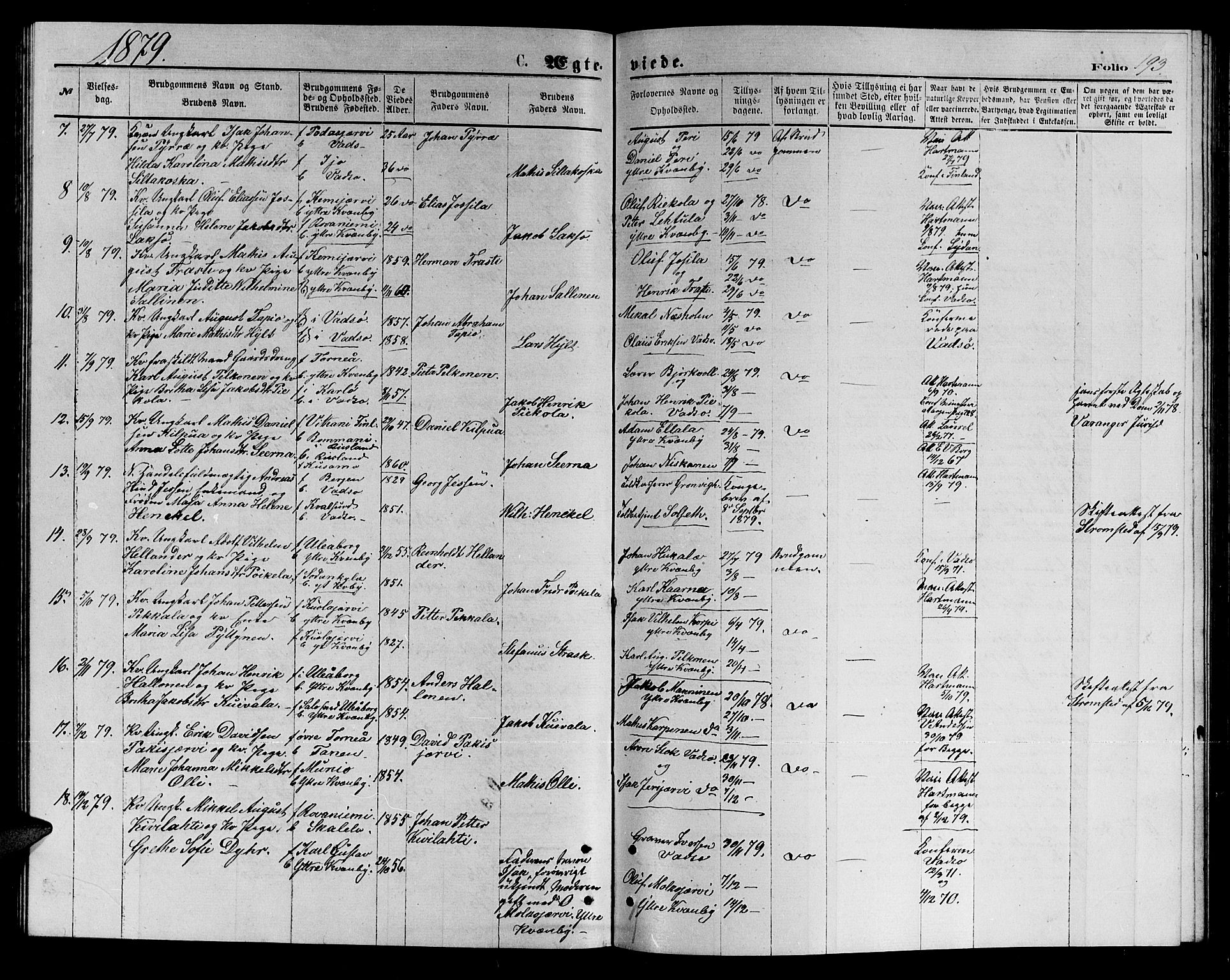 Vadsø sokneprestkontor, AV/SATØ-S-1325/H/Hb/L0002klokker: Parish register (copy) no. 2, 1875-1884, p. 193