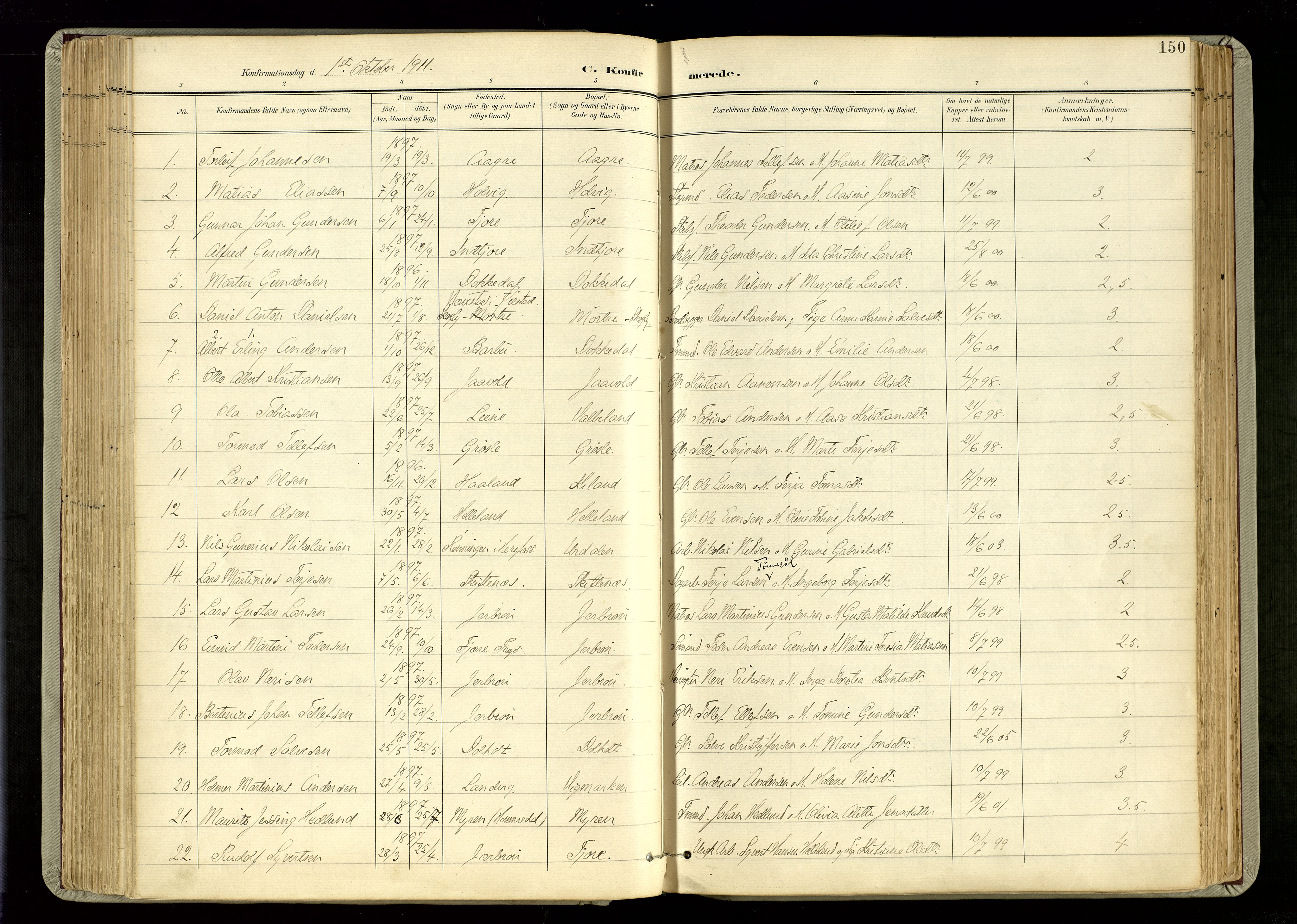 Hommedal sokneprestkontor, AV/SAK-1111-0023/F/Fa/Fab/L0007: Parish register (official) no. A 7, 1898-1924, p. 150