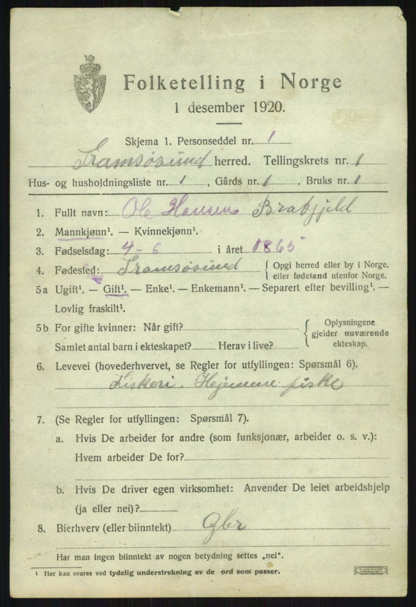 SATØ, 1920 census for Tromsøysund, 1920, p. 2026