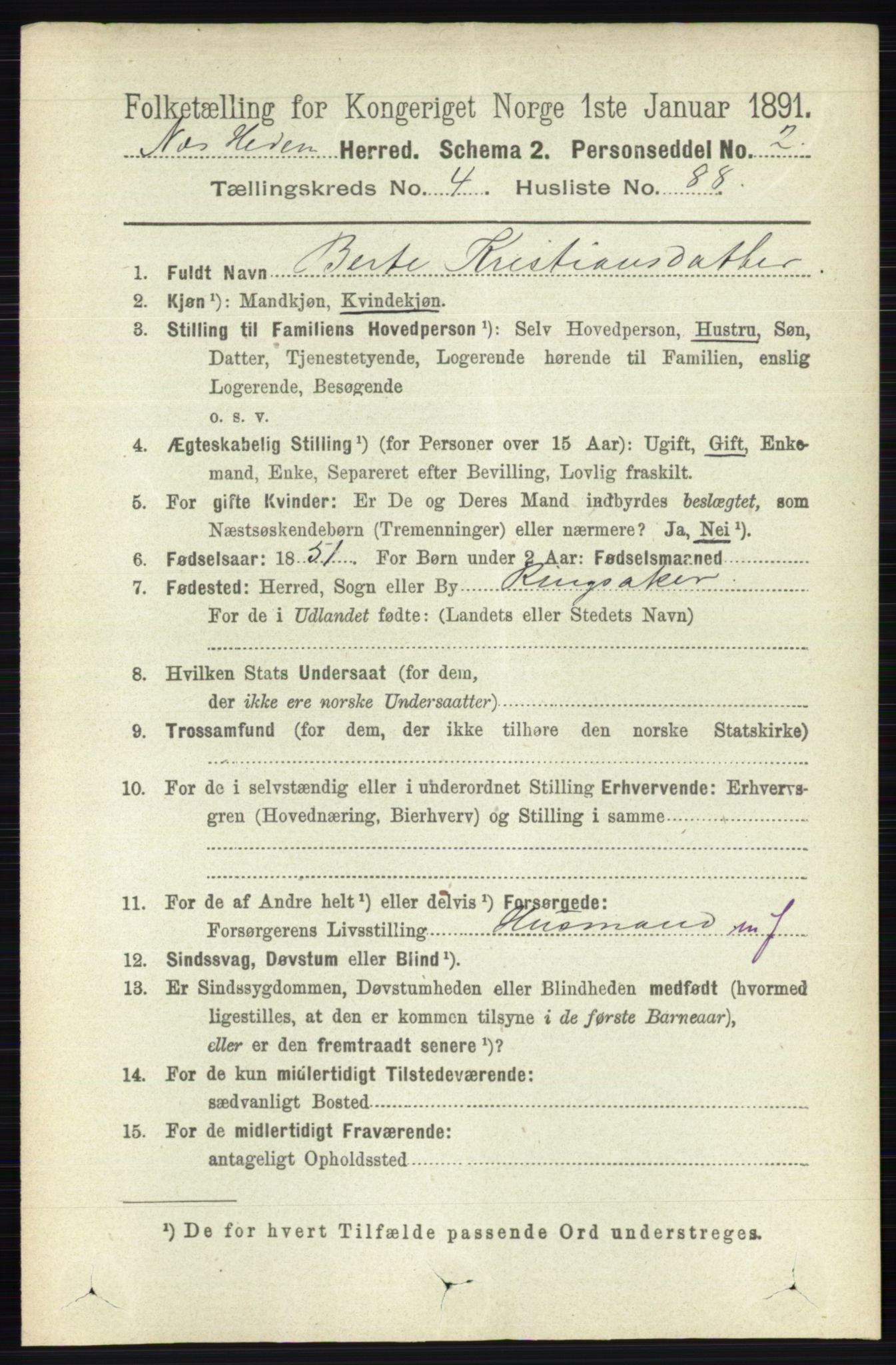 RA, 1891 census for 0411 Nes, 1891, p. 2512