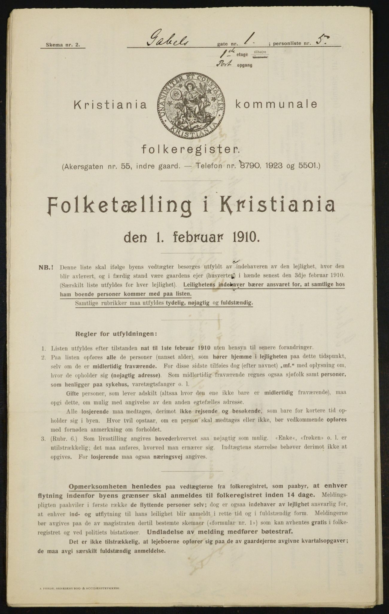 OBA, Municipal Census 1910 for Kristiania, 1910, p. 27107