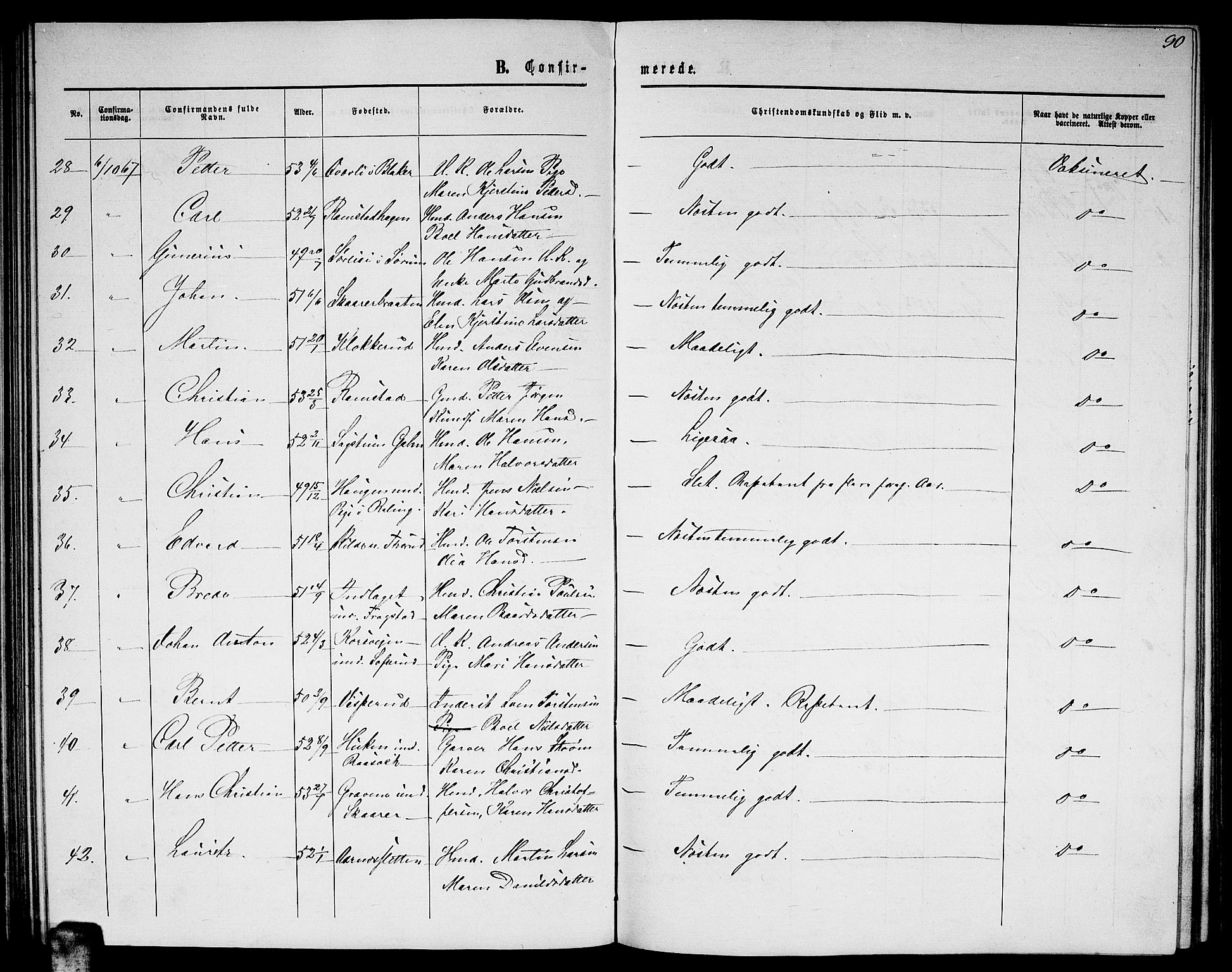 Fet prestekontor Kirkebøker, AV/SAO-A-10370a/G/Ga/L0003: Parish register (copy) no. I 3, 1860-1867, p. 90