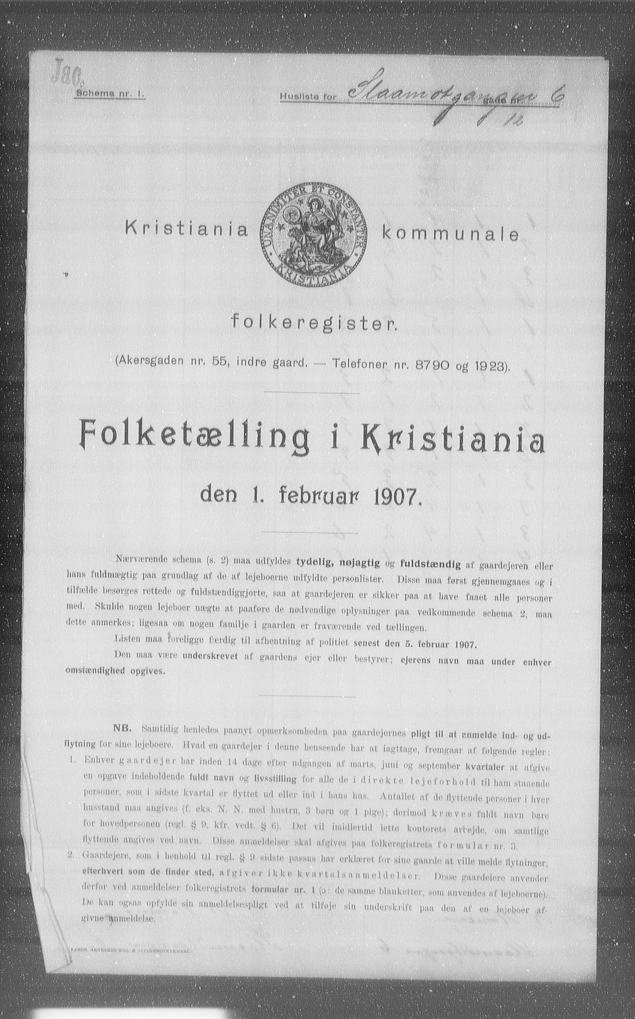 OBA, Municipal Census 1907 for Kristiania, 1907, p. 49499