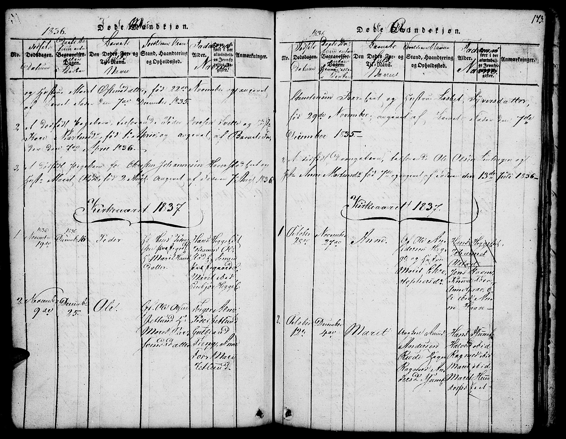 Fron prestekontor, SAH/PREST-078/H/Ha/Hab/L0001: Parish register (copy) no. 1, 1816-1843, p. 173