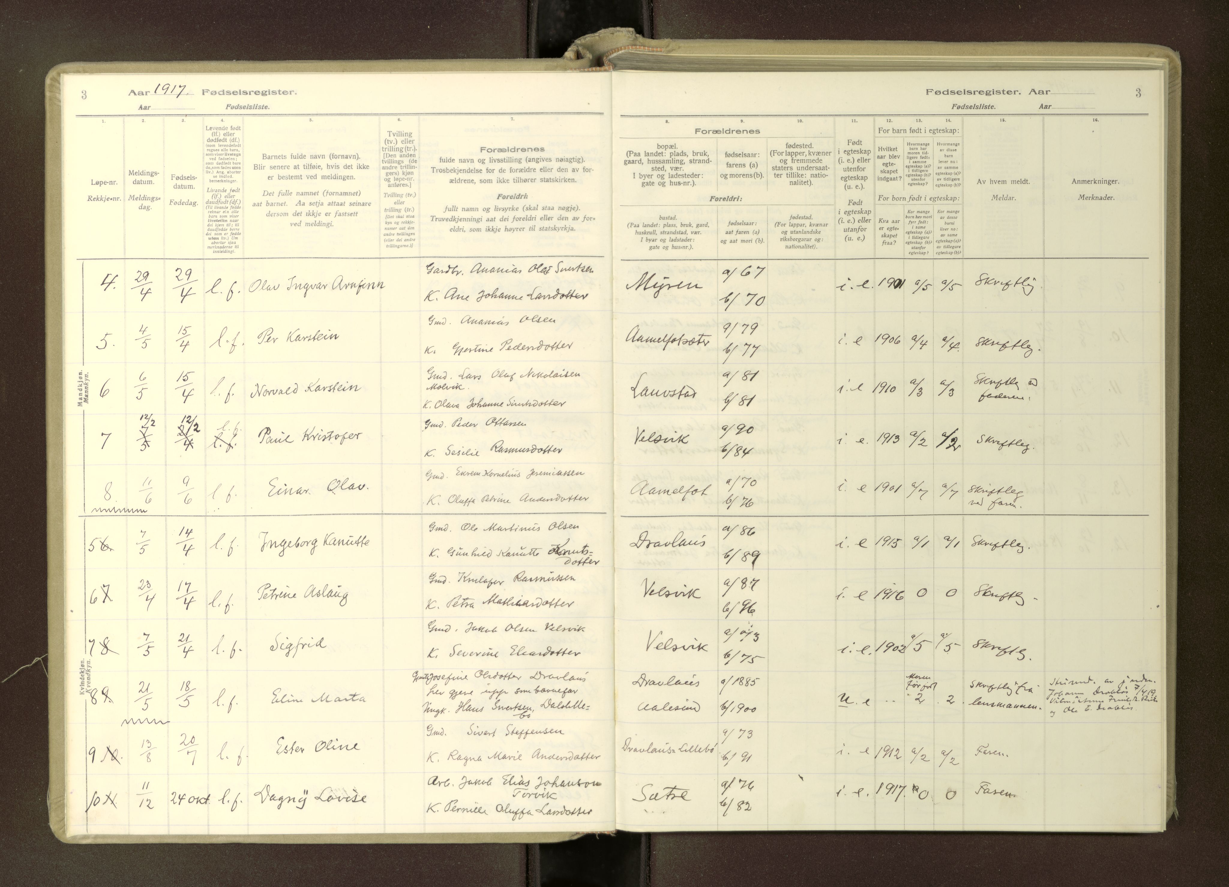 Ministerialprotokoller, klokkerbøker og fødselsregistre - Møre og Romsdal, AV/SAT-A-1454/512/L0173: Birth register no. 512---, 1916-1982, p. 3