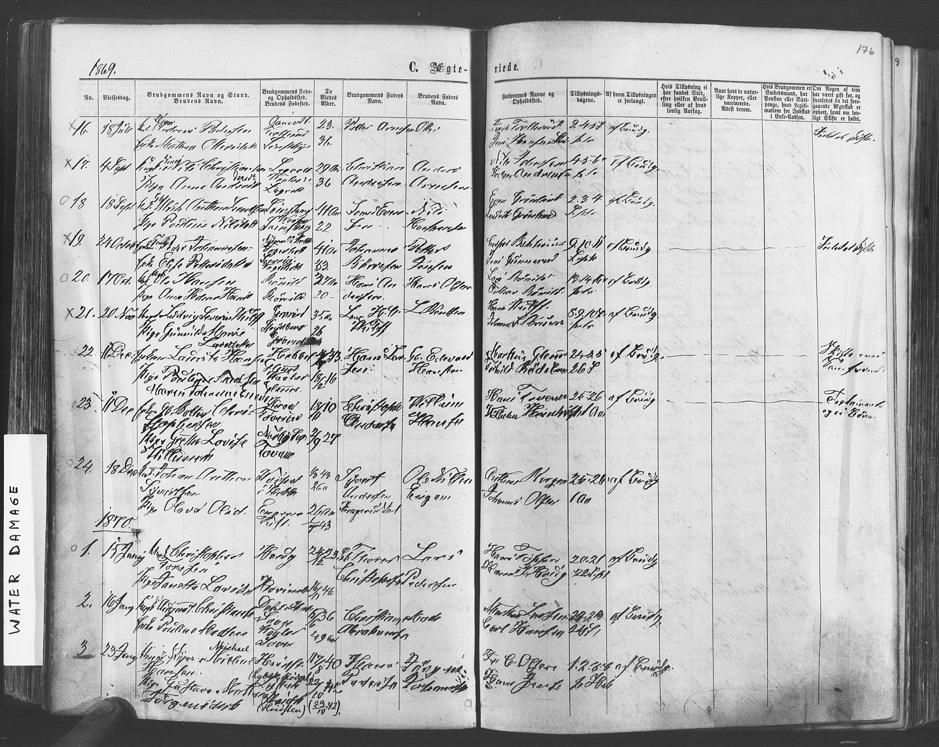 Vestby prestekontor Kirkebøker, AV/SAO-A-10893/F/Fa/L0008: Parish register (official) no. I 8, 1863-1877, p. 176