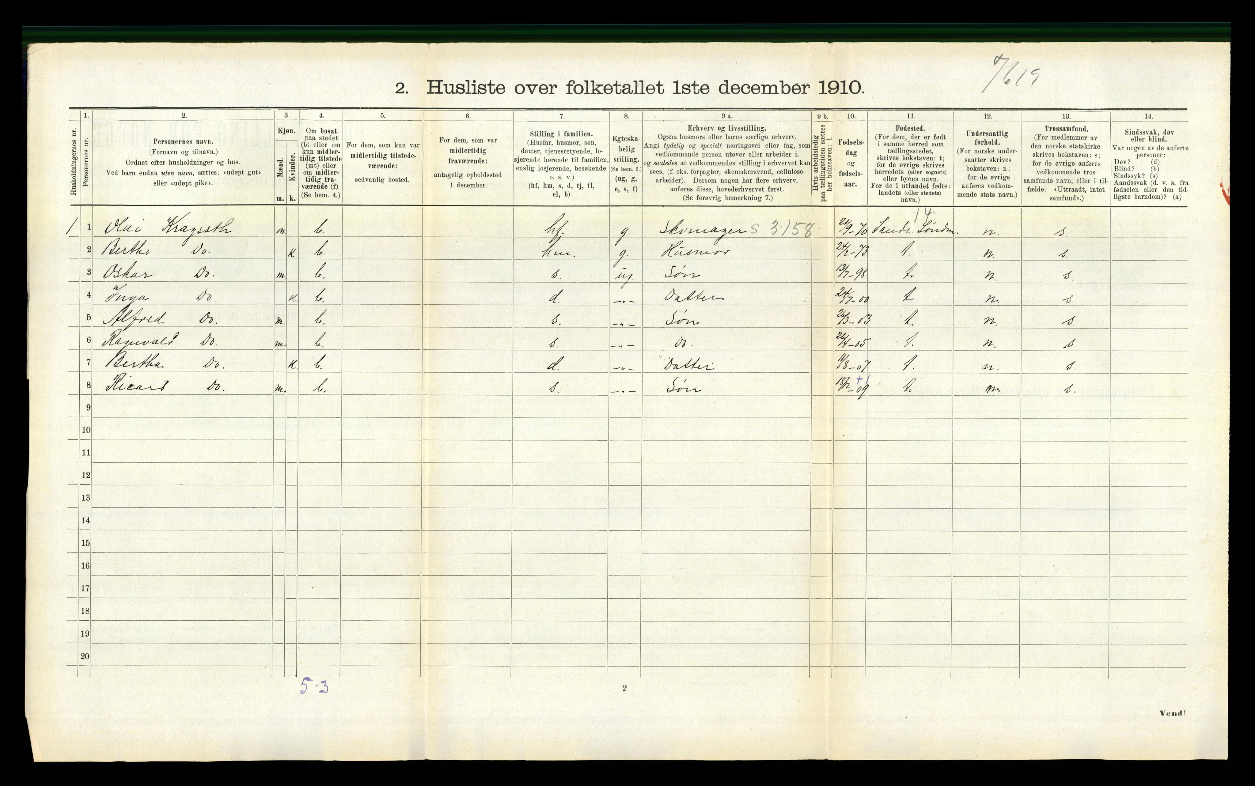 RA, 1910 census for Vanylven, 1910, p. 238