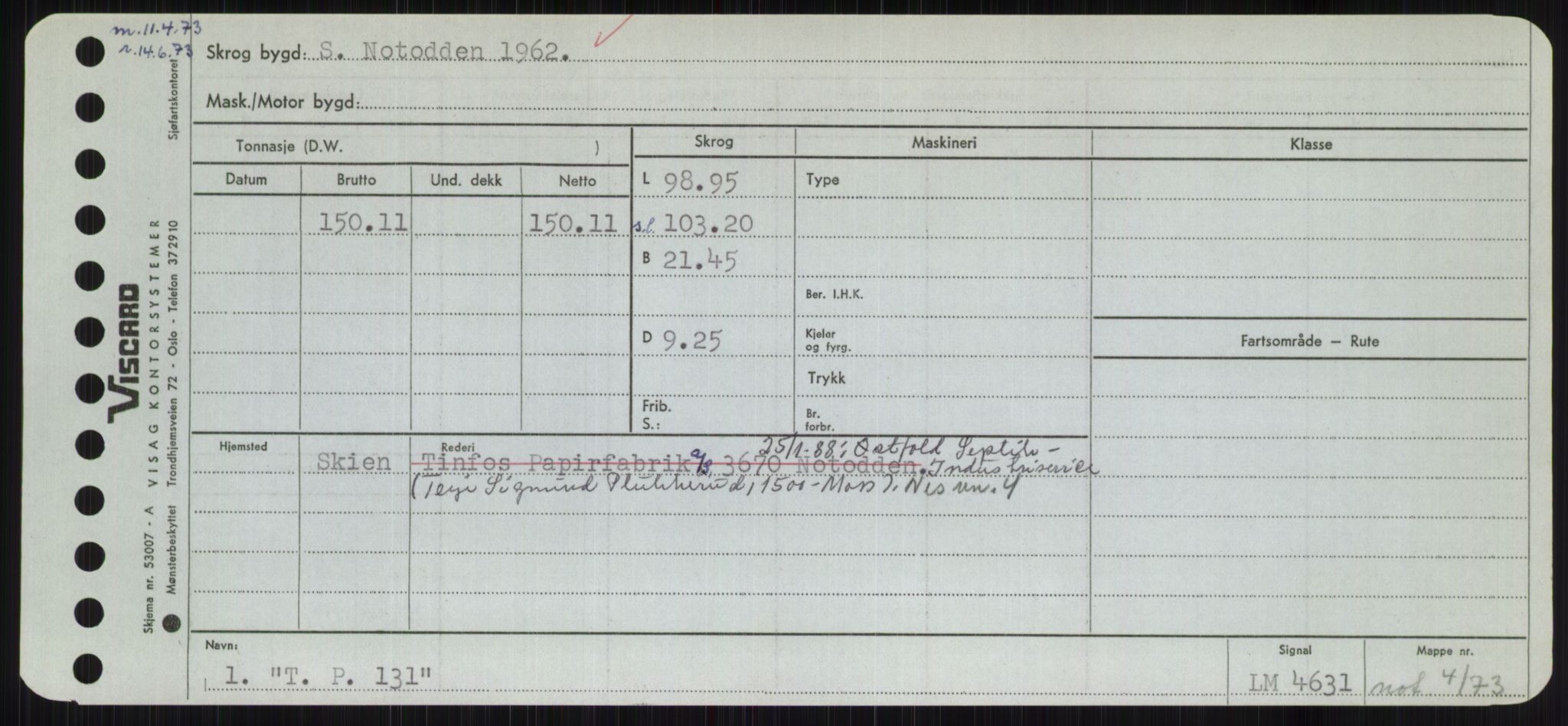 Sjøfartsdirektoratet med forløpere, Skipsmålingen, AV/RA-S-1627/H/Hc/L0001: Lektere, A-Y, p. 465
