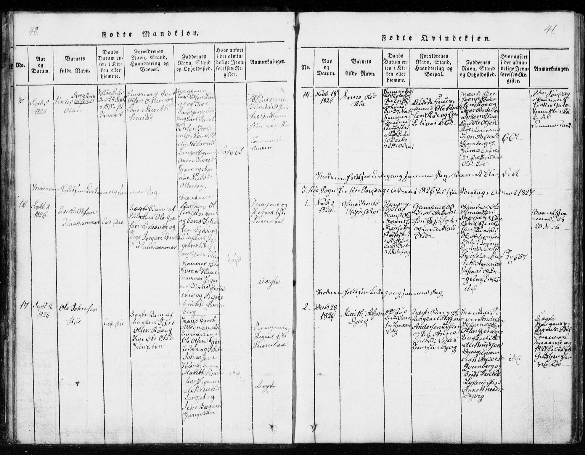 Ministerialprotokoller, klokkerbøker og fødselsregistre - Møre og Romsdal, SAT/A-1454/551/L0623: Parish register (official) no. 551A03, 1818-1831, p. 40-41