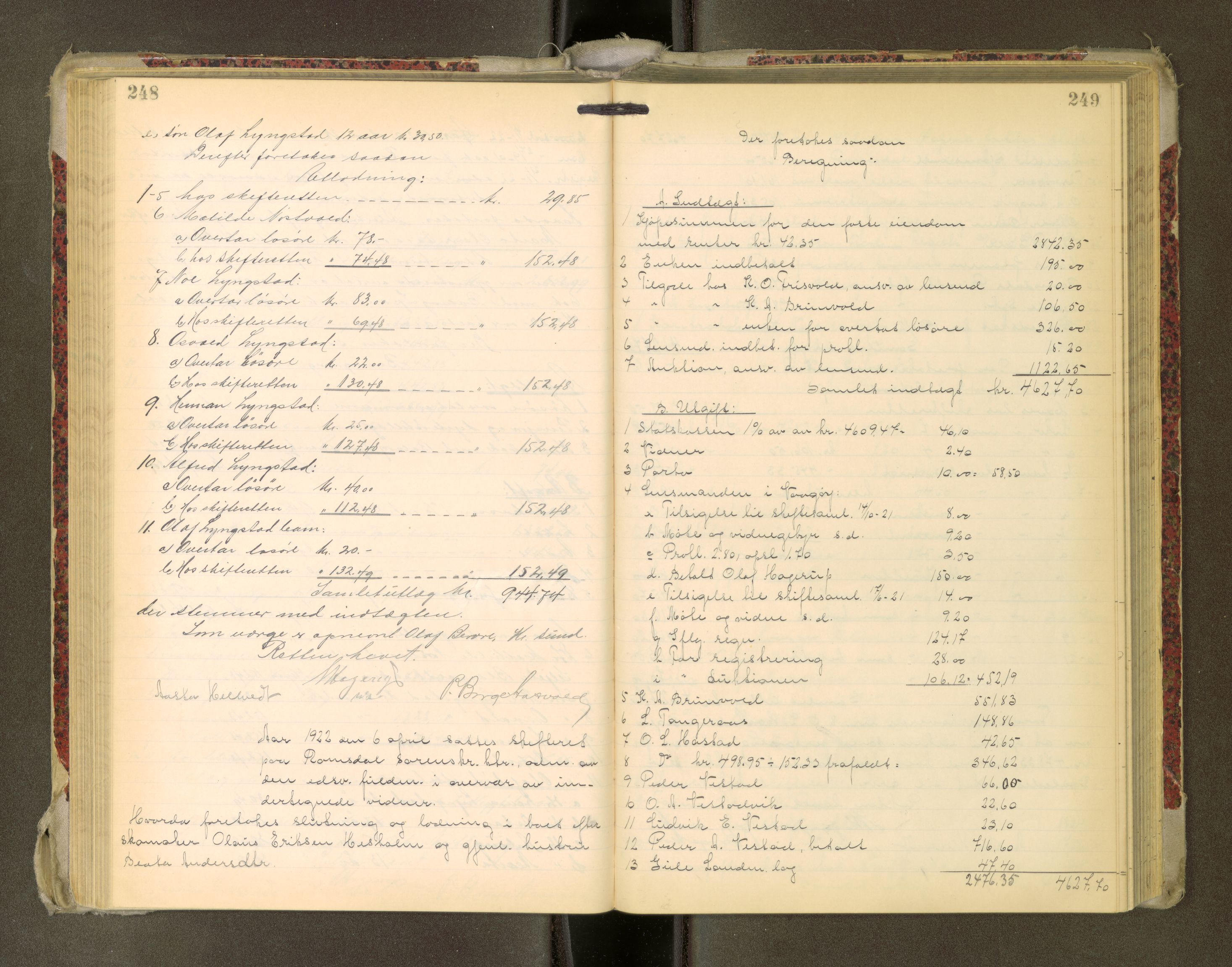 Romsdal sorenskriveri, AV/SAT-A-4149/1/3/3A/L0022: Skifteutlodnings Protokoll, 1920-1924, p. 248-249